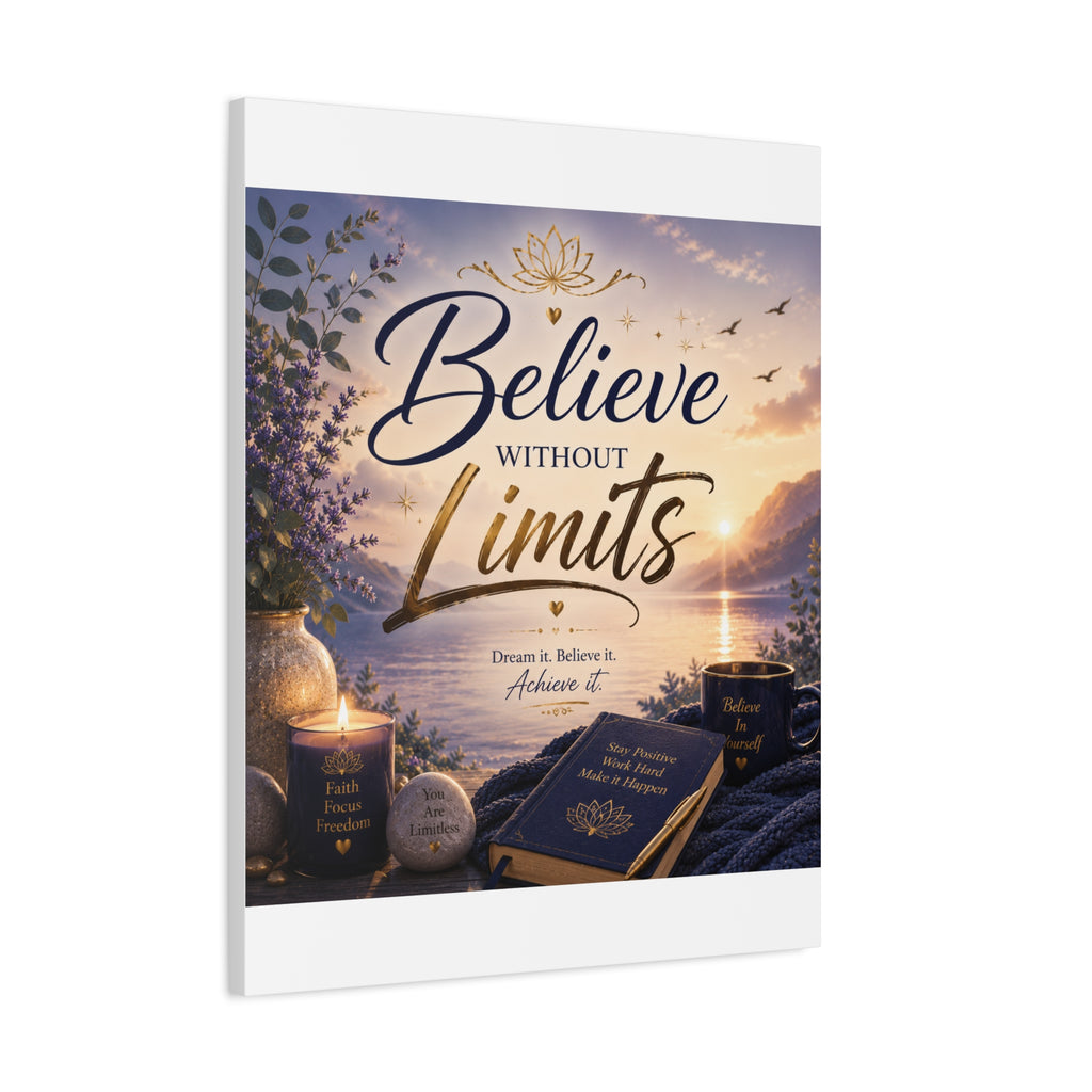 Believe Without Limits Canvas Wall Art – Inspirational Stretched Matte Print