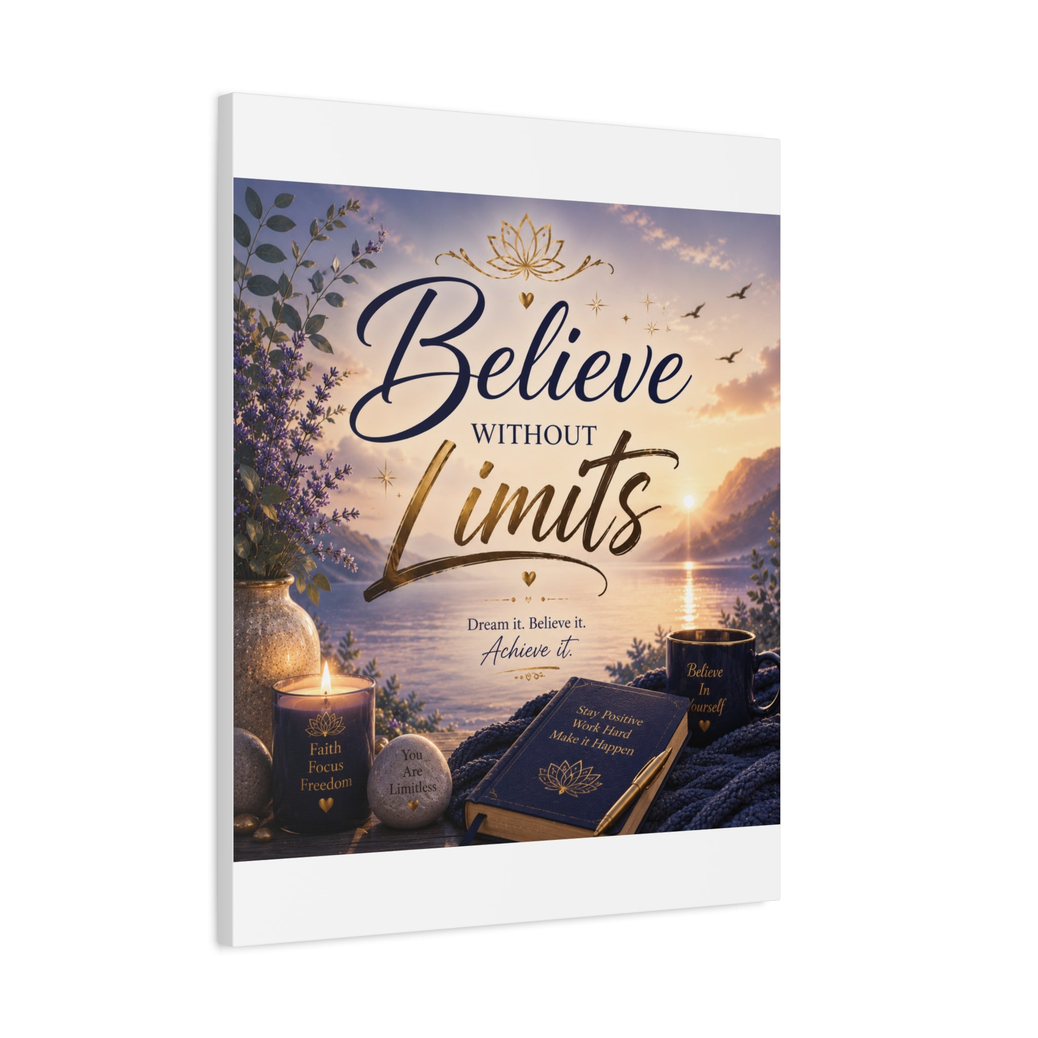 Believe Without Limits Canvas Wall Art – Inspirational Stretched Matte Print