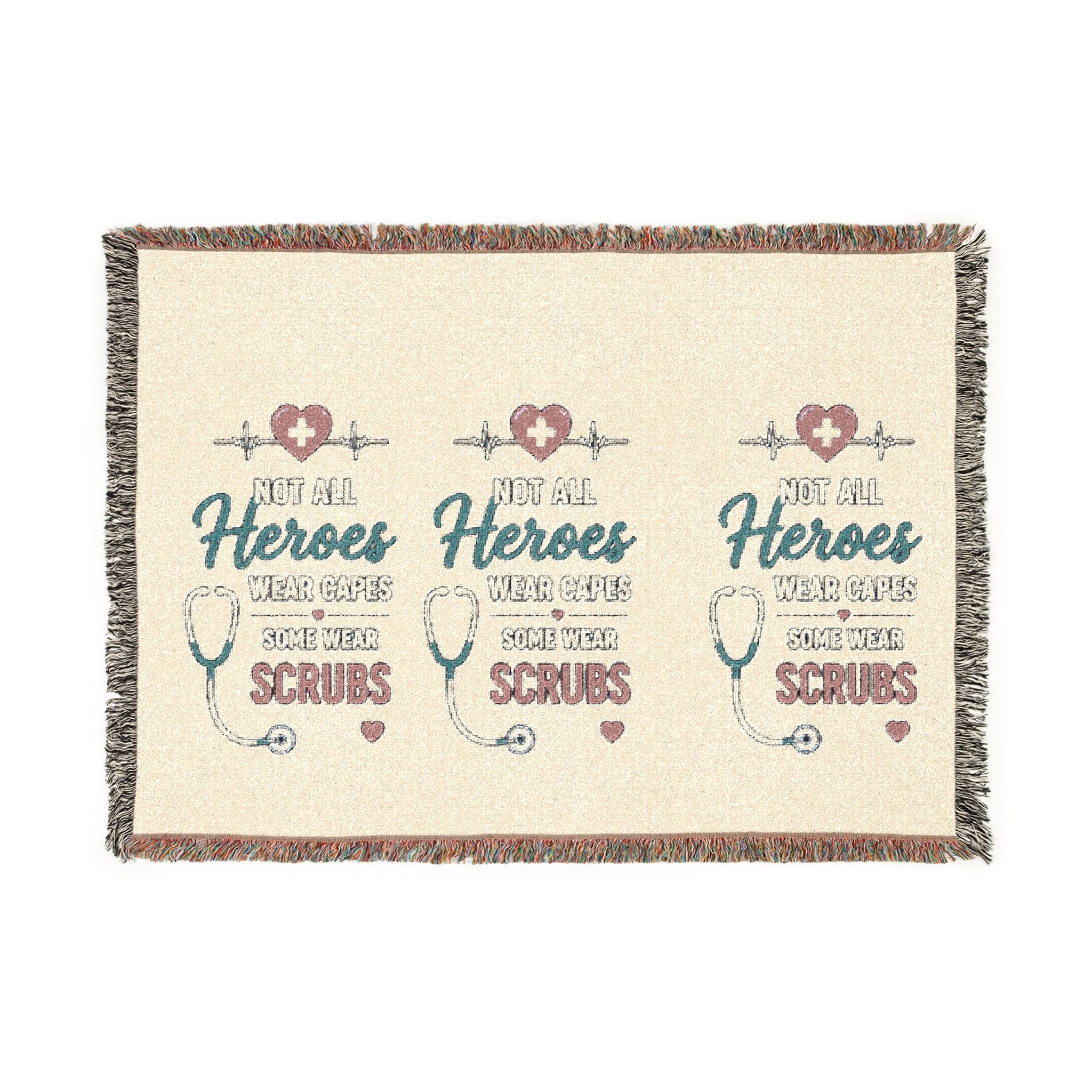 Nurse Hero Woven Blanket — "Your Real Heroes Wear Scrubs" Cozy Throw for Nurses & Healthcare Gifts
