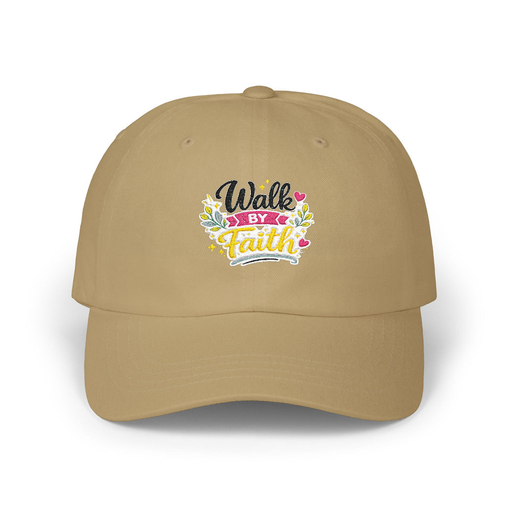 Walk By Faith Dad Cap — Floral Inspirational Baseball Hat