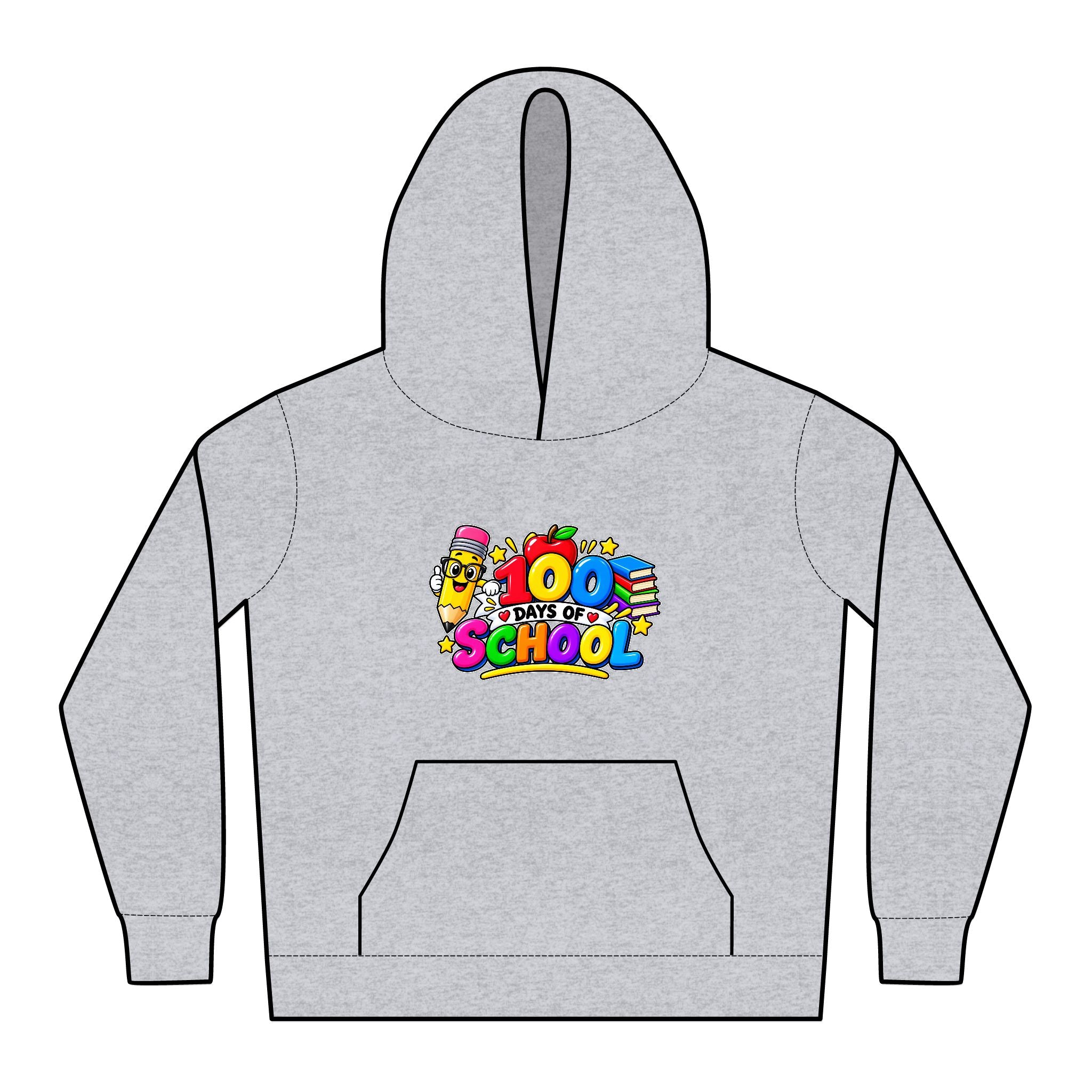 Kids Hoodie — Colorful "100 Days of School" Celebration Sweatshirt