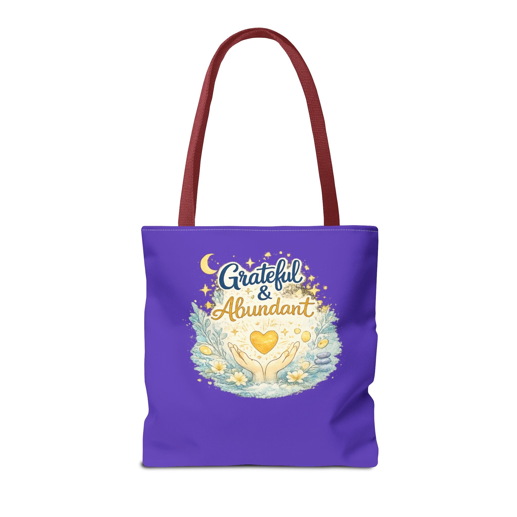 Grateful & Abundant Purple Tote Bag — Inspirational Everyday Shopper