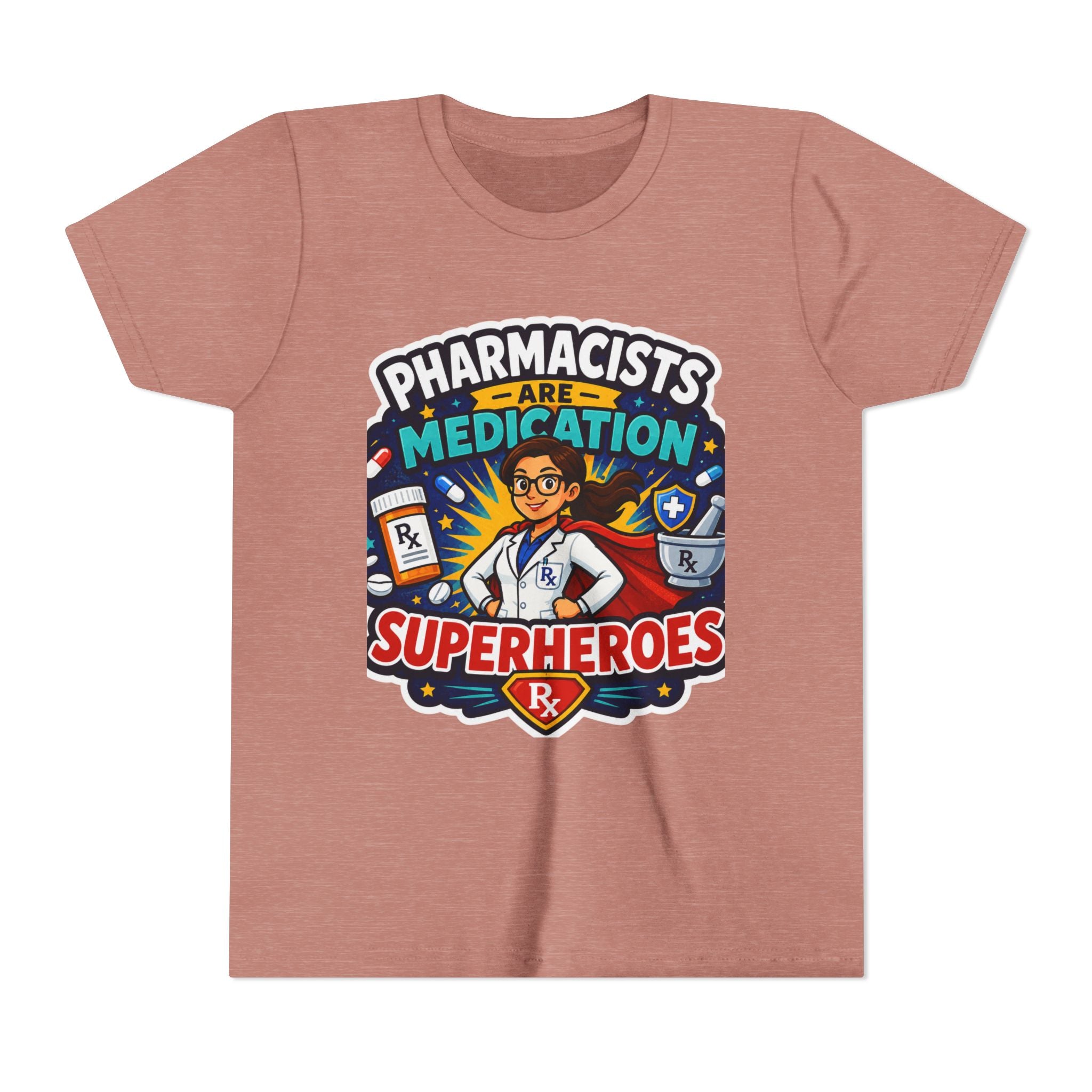 Youth Tee — "Pharmacists Are Medication Superheroes" Cartoon Pharmacy Shirt