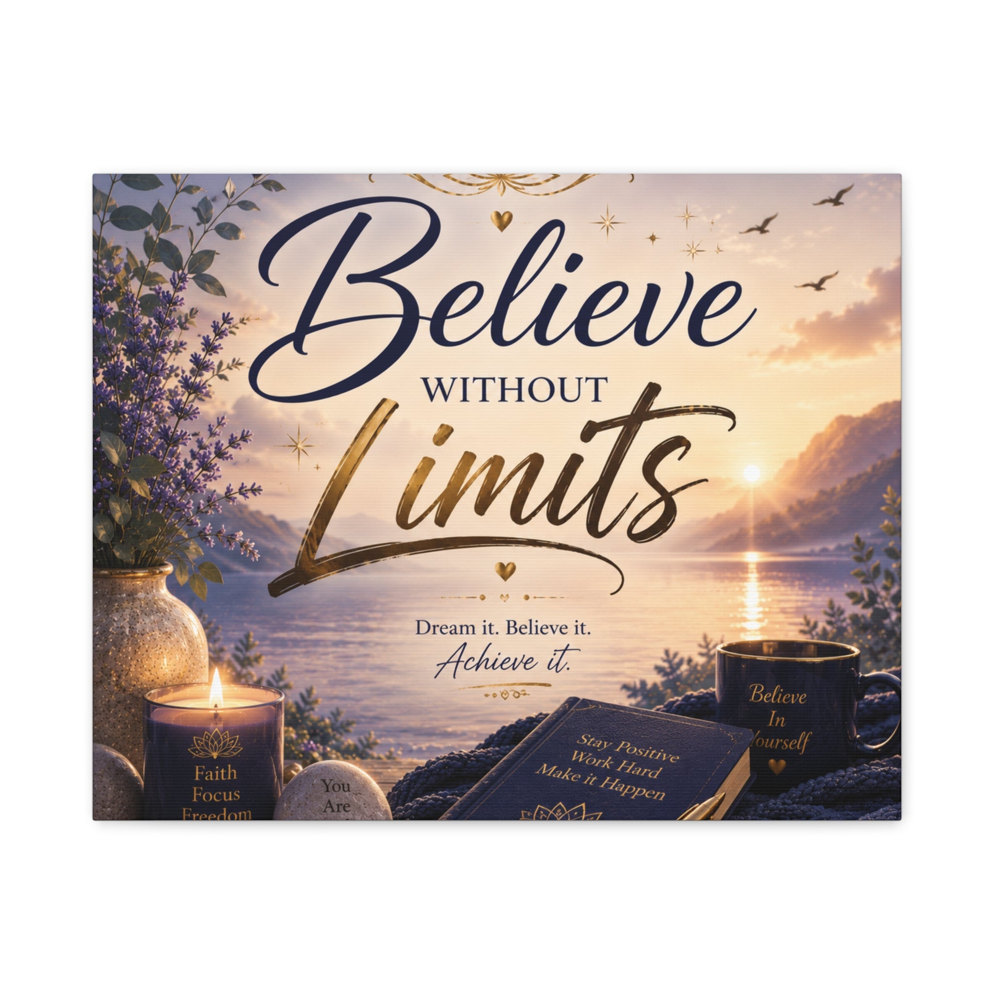 Believe Without Limits Canvas Wall Art – Inspirational Stretched Matte Print