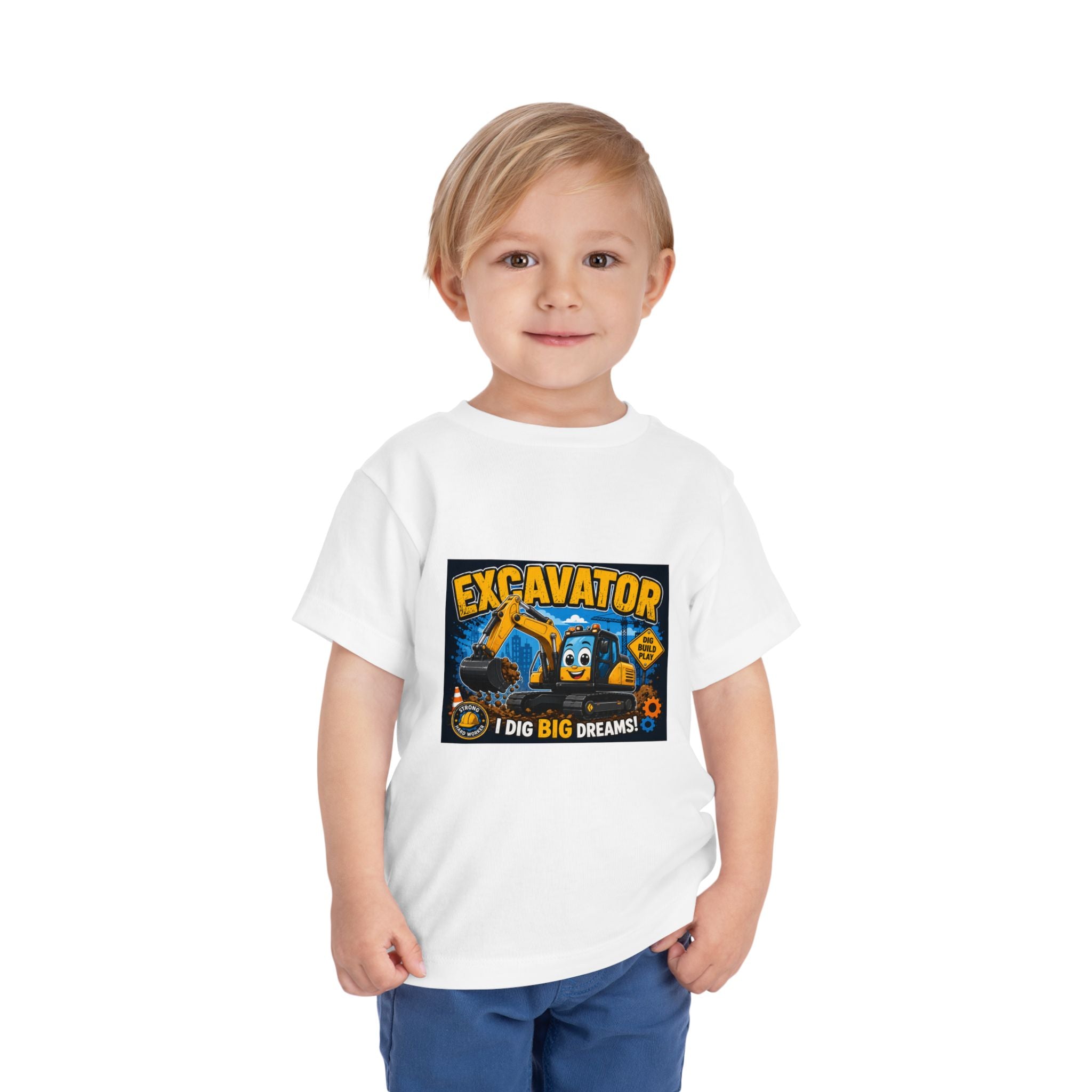Excavator Toddler Tee — "I Dig Big Dreams" Construction Shirt