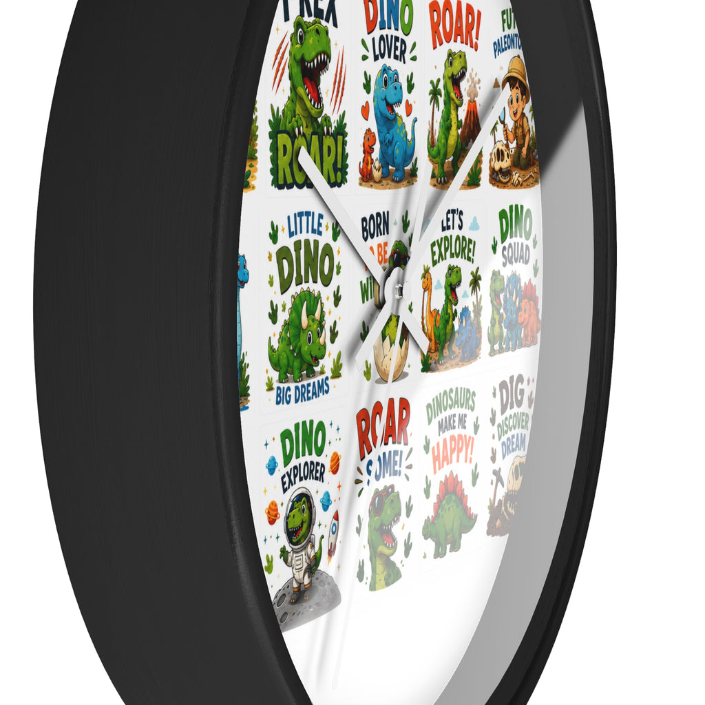 Dinosaur Kids Wall Clock — Colorful Roar & Dino Explorer Design