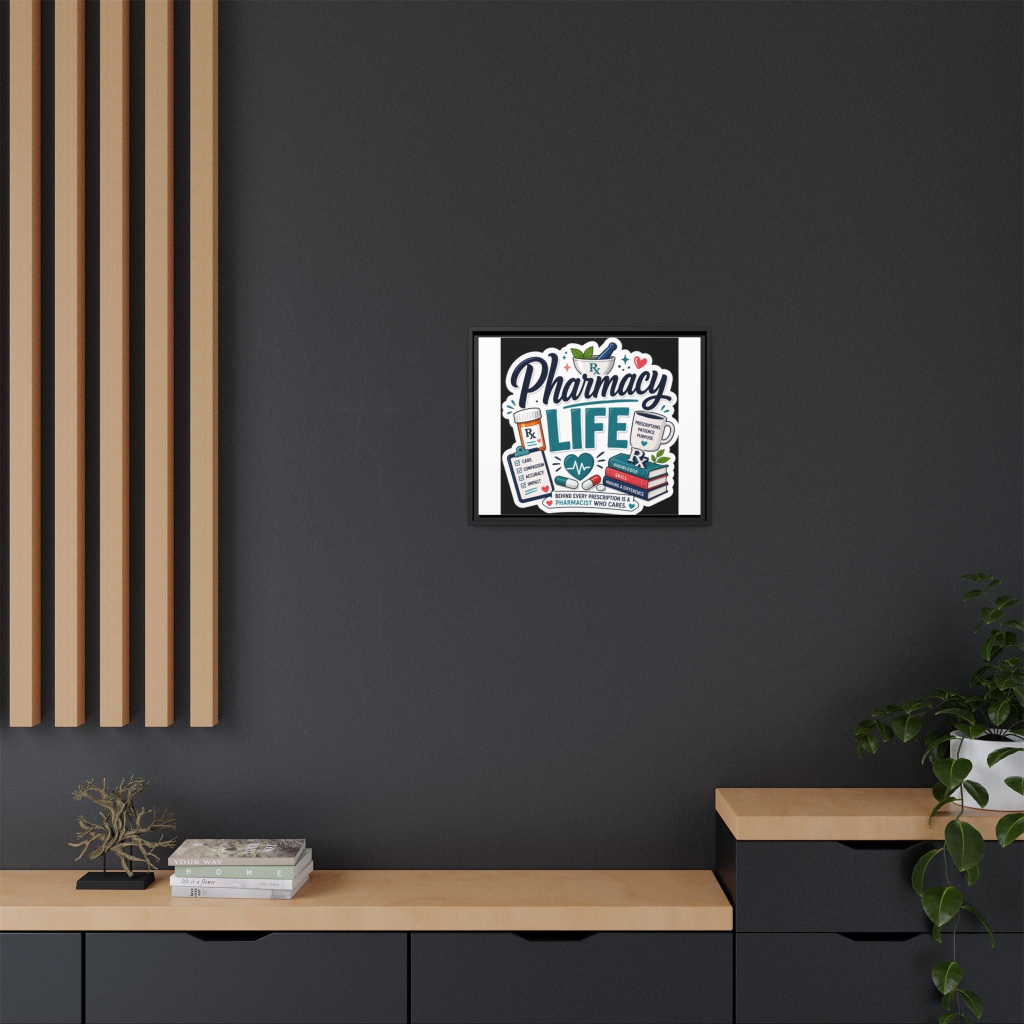 Pharmacy Life Framed Canvas Art — Colorful Pharmacist Wall Decor