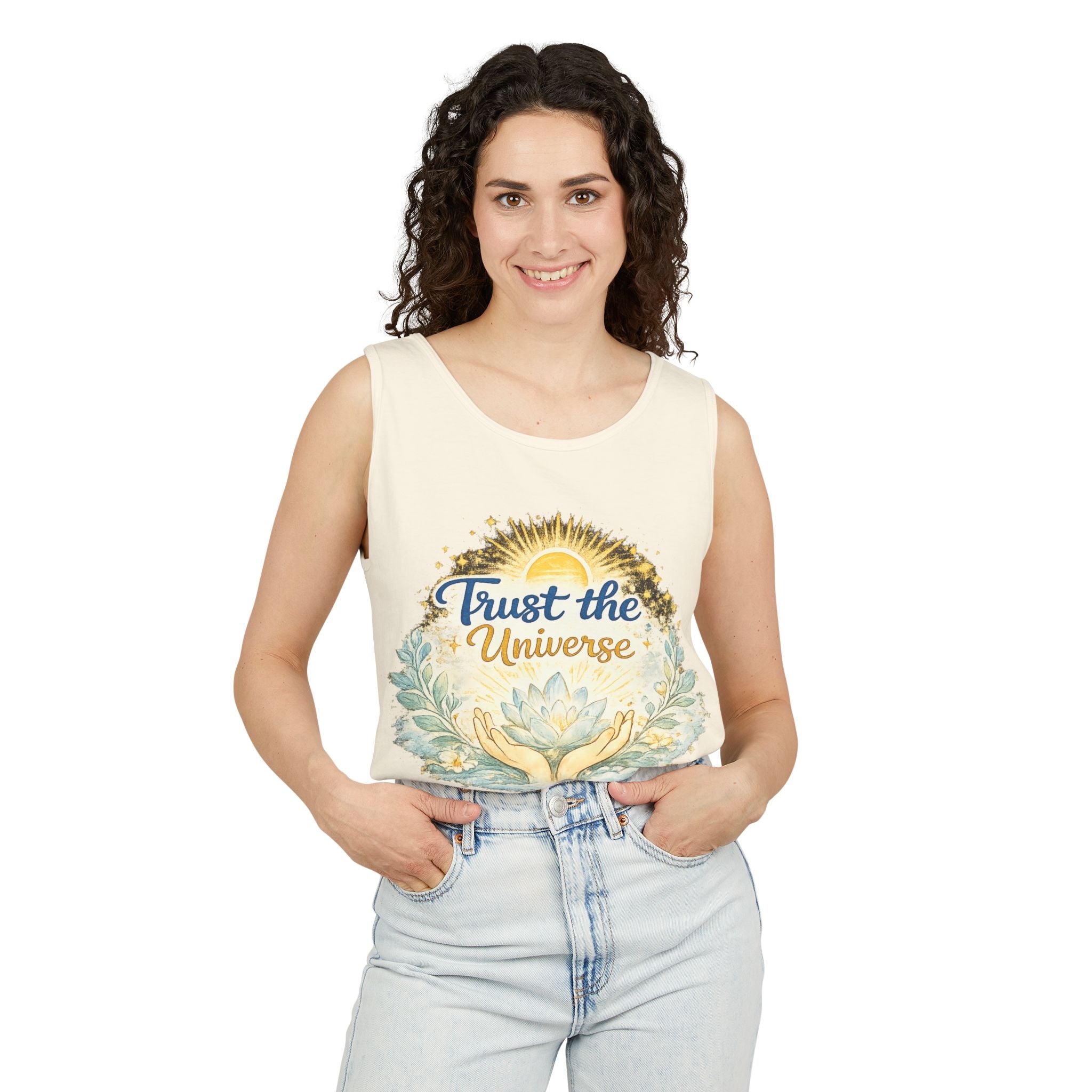 Trust the Universe Tank Top — Spiritual Lotus Graphic Vest