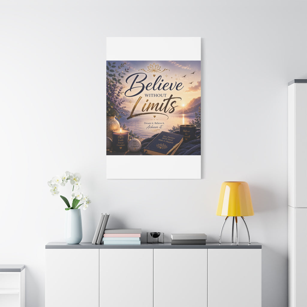 Believe Without Limits Canvas Wall Art – Inspirational Stretched Matte Print