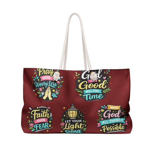 Christian Weekender Bag — "God is Good All the Time" Inspirational Travel Tote