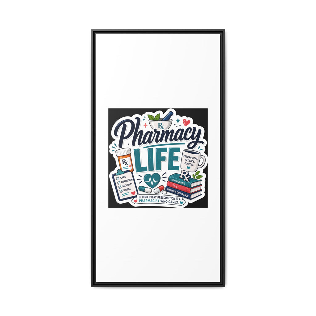 Pharmacy Life Framed Canvas Art — Colorful Pharmacist Wall Decor