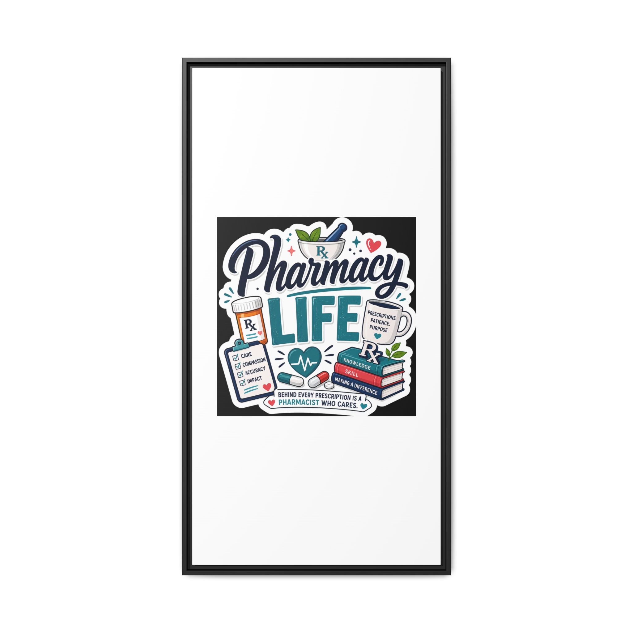 Pharmacy Life Framed Canvas Art — Colorful Pharmacist Wall Decor
