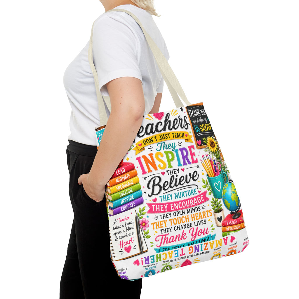 Teacher Appreciation Tote Bag — 'Teachers Inspire, They Believe' All-Over-Print Gift Tote