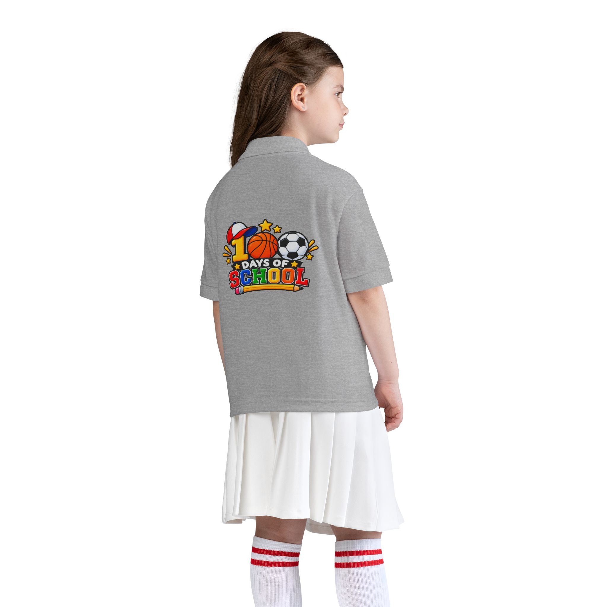 Youth Polo — "100 Days of School" Sport-Themed Kids Polo