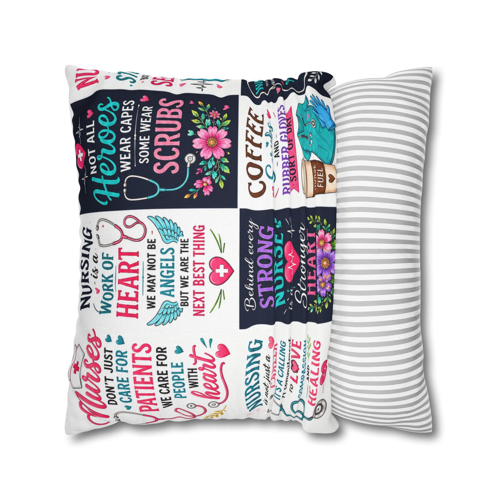 Nurse Quotes Patchwork Square Pillowcase — Inspirational Nursing Gifts