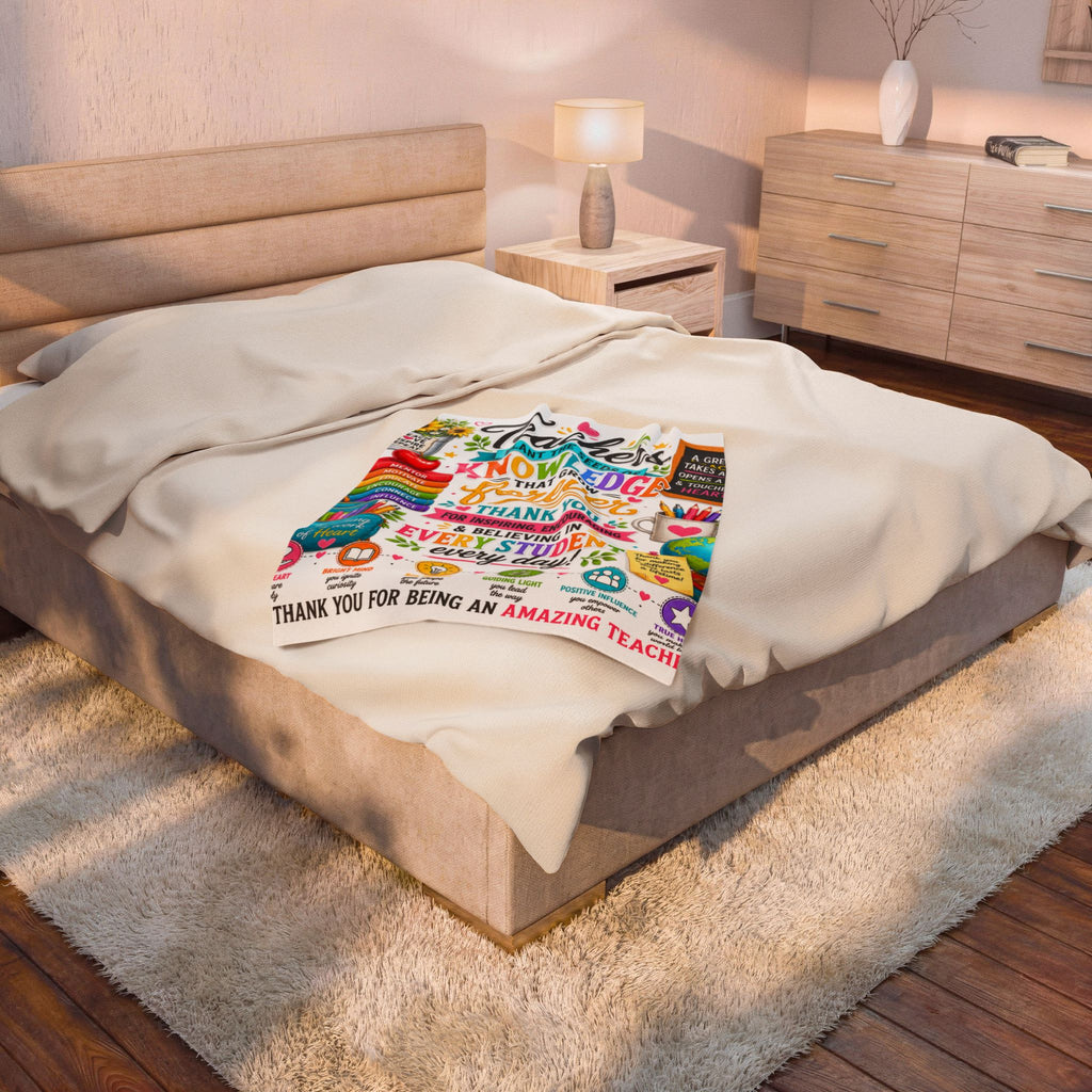 Teacher Thank You Velveteen Plush Blanket — "Teachers Plant the Seeds of Knowledge That Grow Forever"