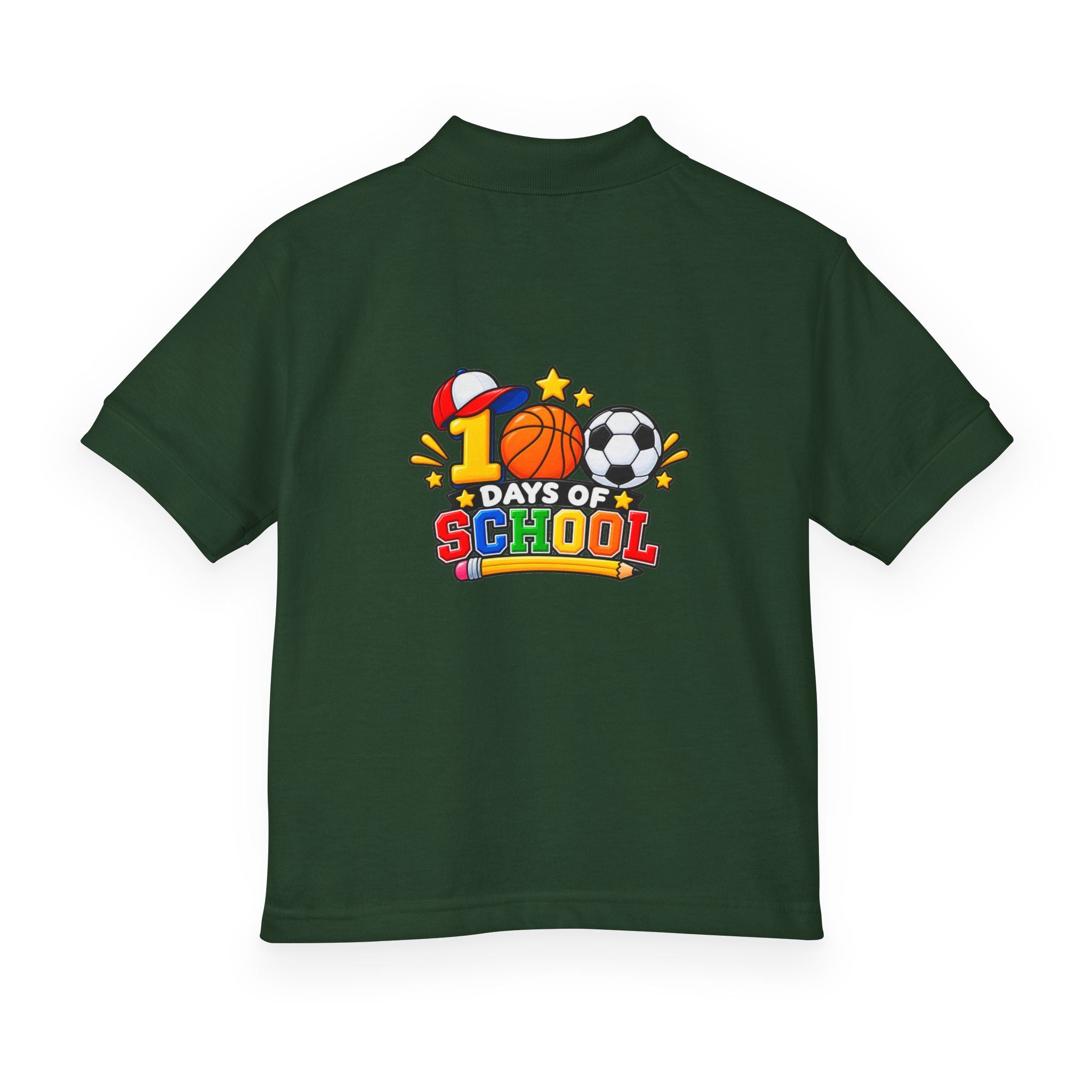 Youth Polo — "100 Days of School" Sport-Themed Kids Polo