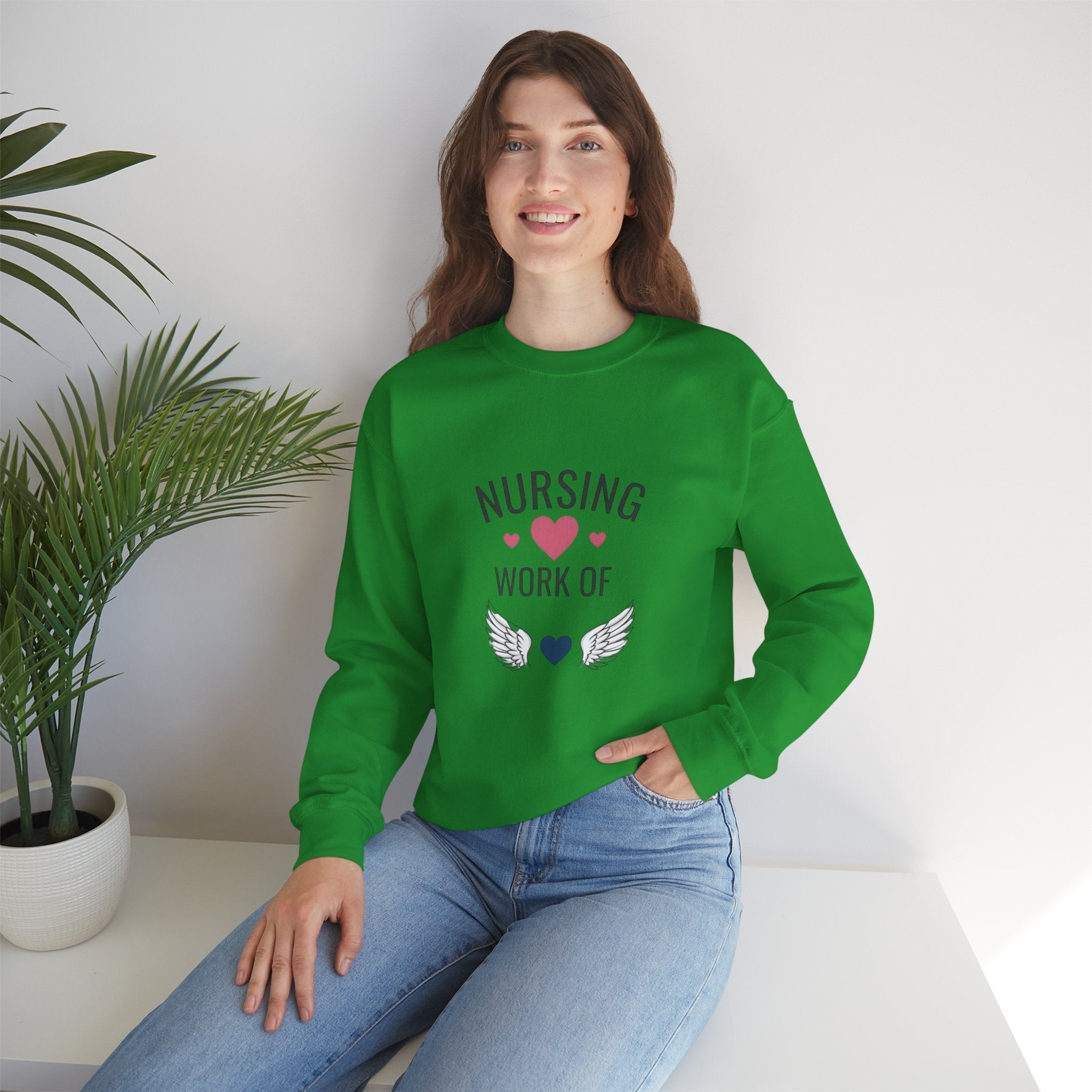 Nursing Work of Heart Crewneck Sweatshirt — Nurse Appreciation Pullover