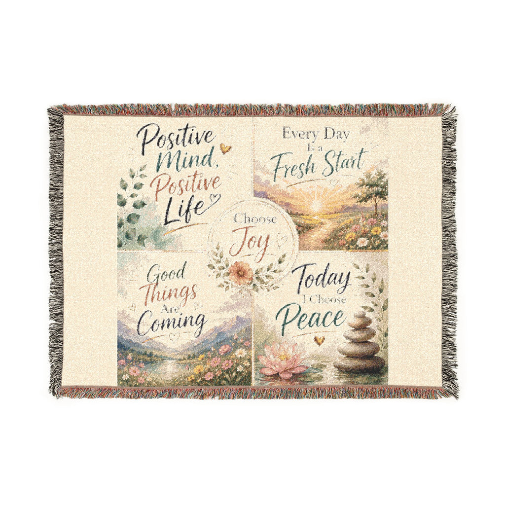 Inspirational Quote Woven Blanket — "Choose Joy" Comfort Throw