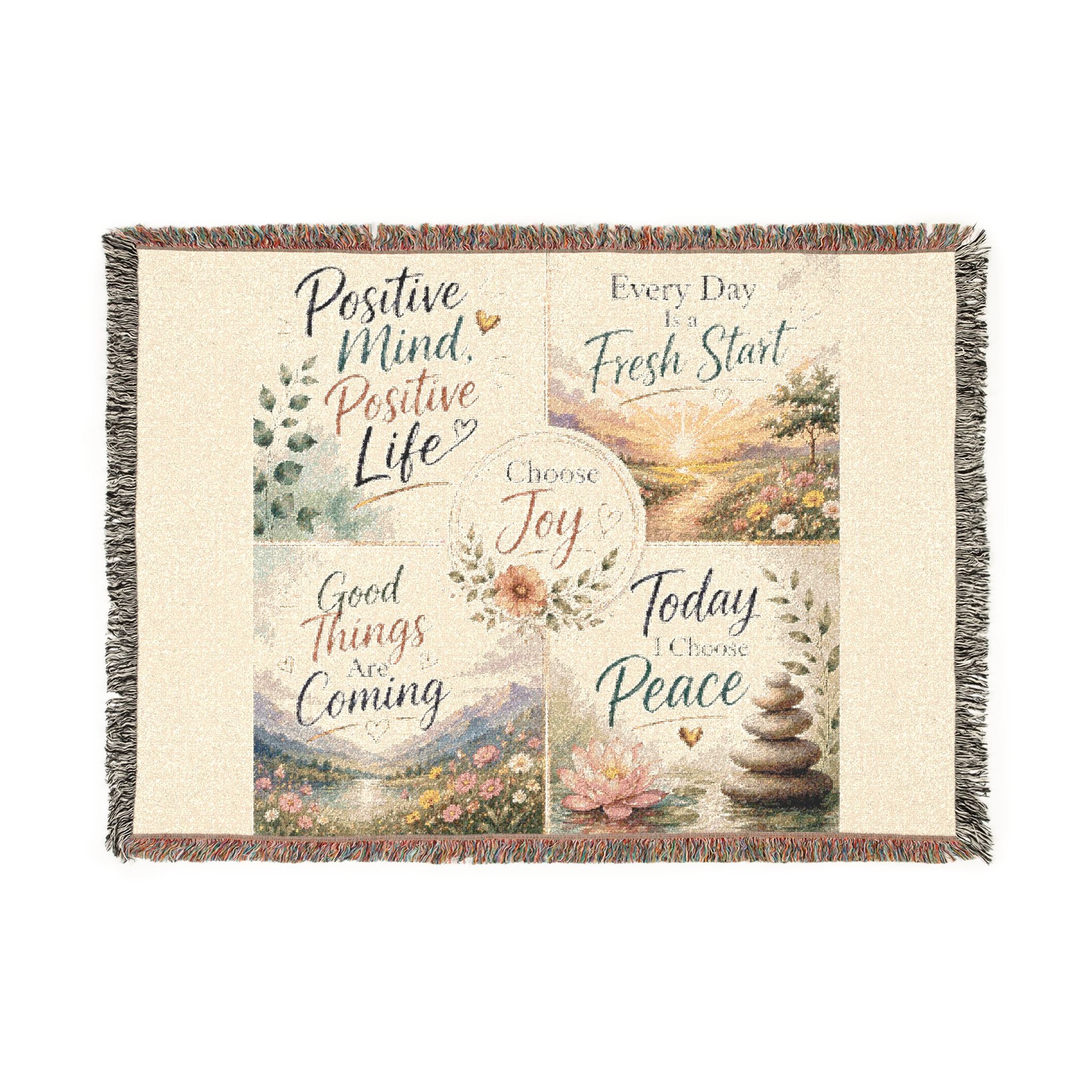 Inspirational Quote Woven Blanket — "Choose Joy" Comfort Throw