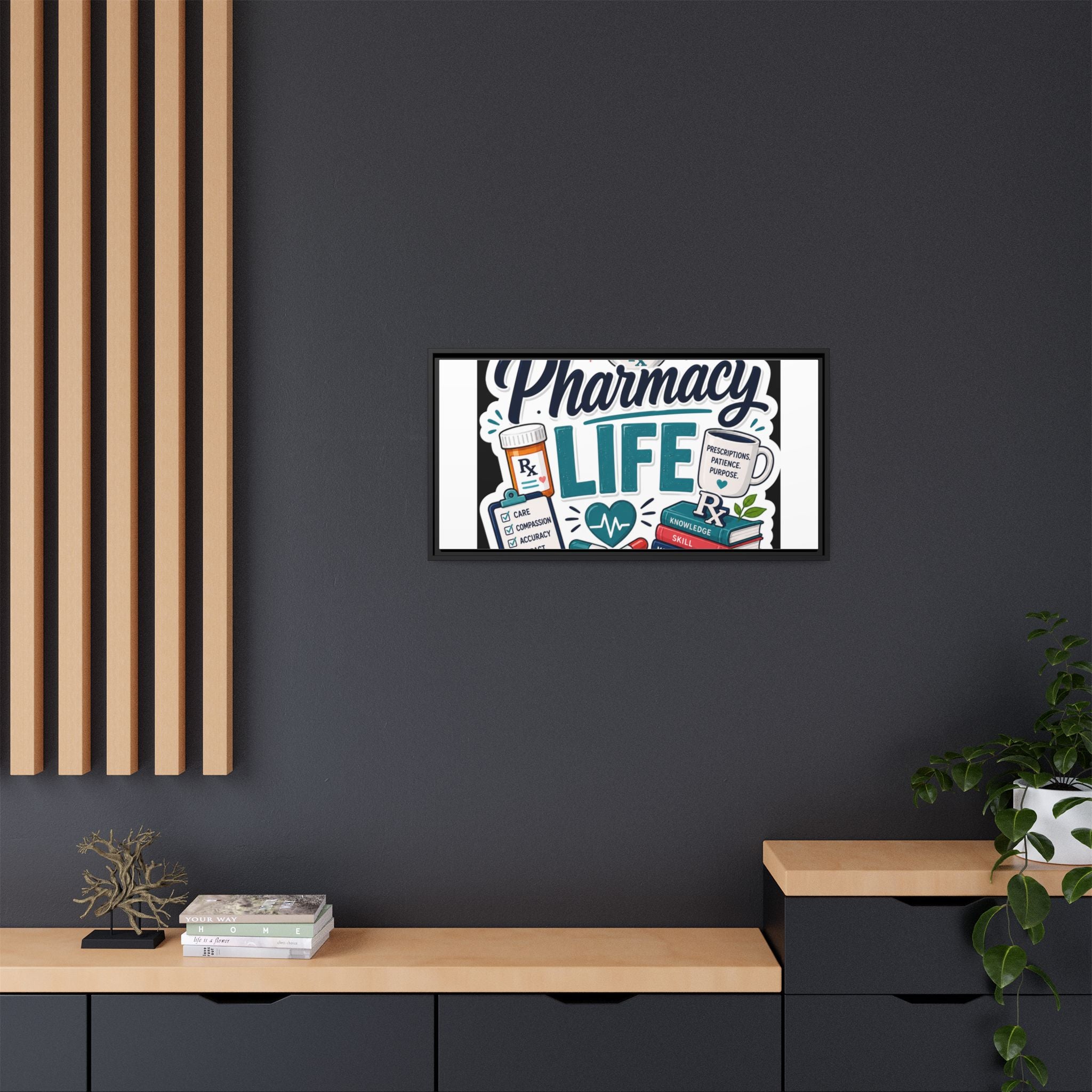 Pharmacy Life Framed Canvas Art — Colorful Pharmacist Wall Decor