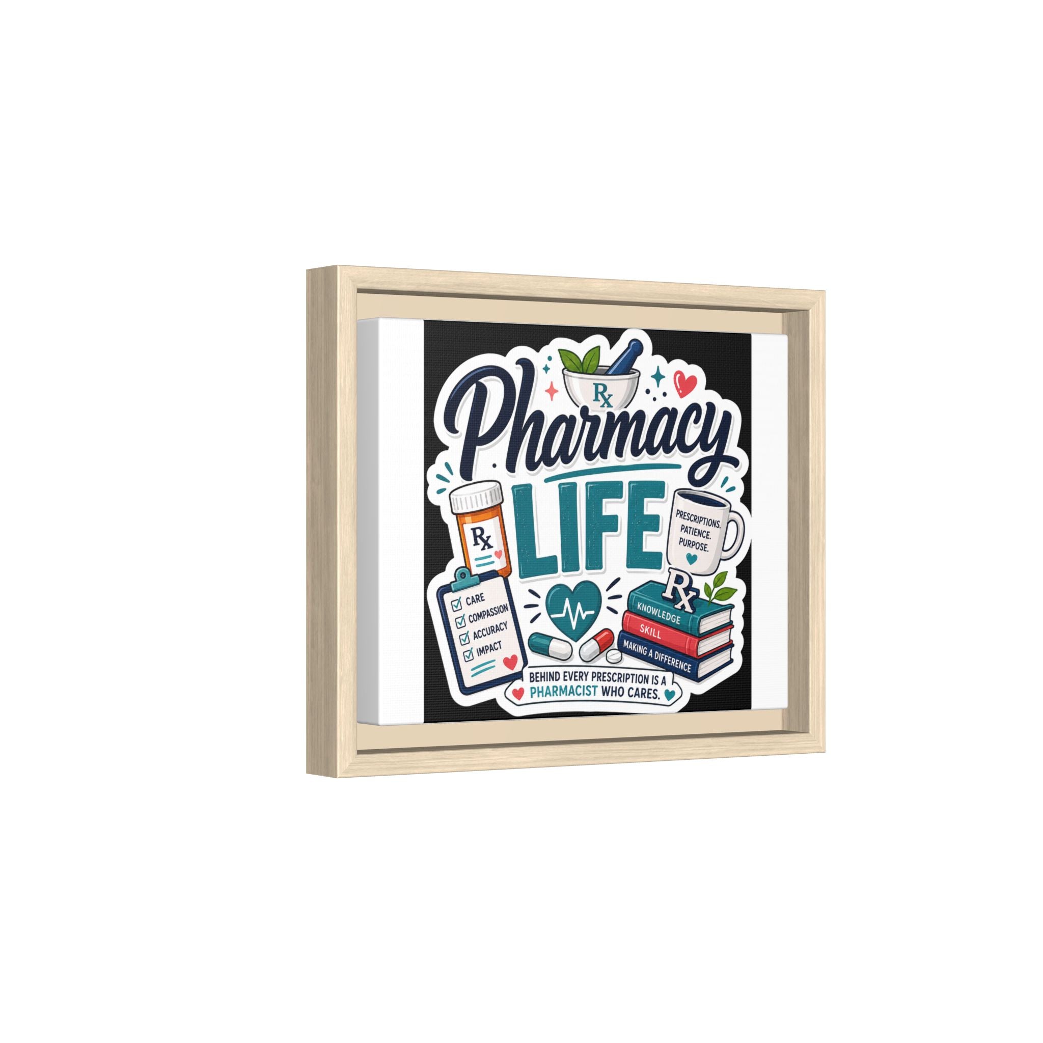 Pharmacy Life Framed Canvas Art — Colorful Pharmacist Wall Decor