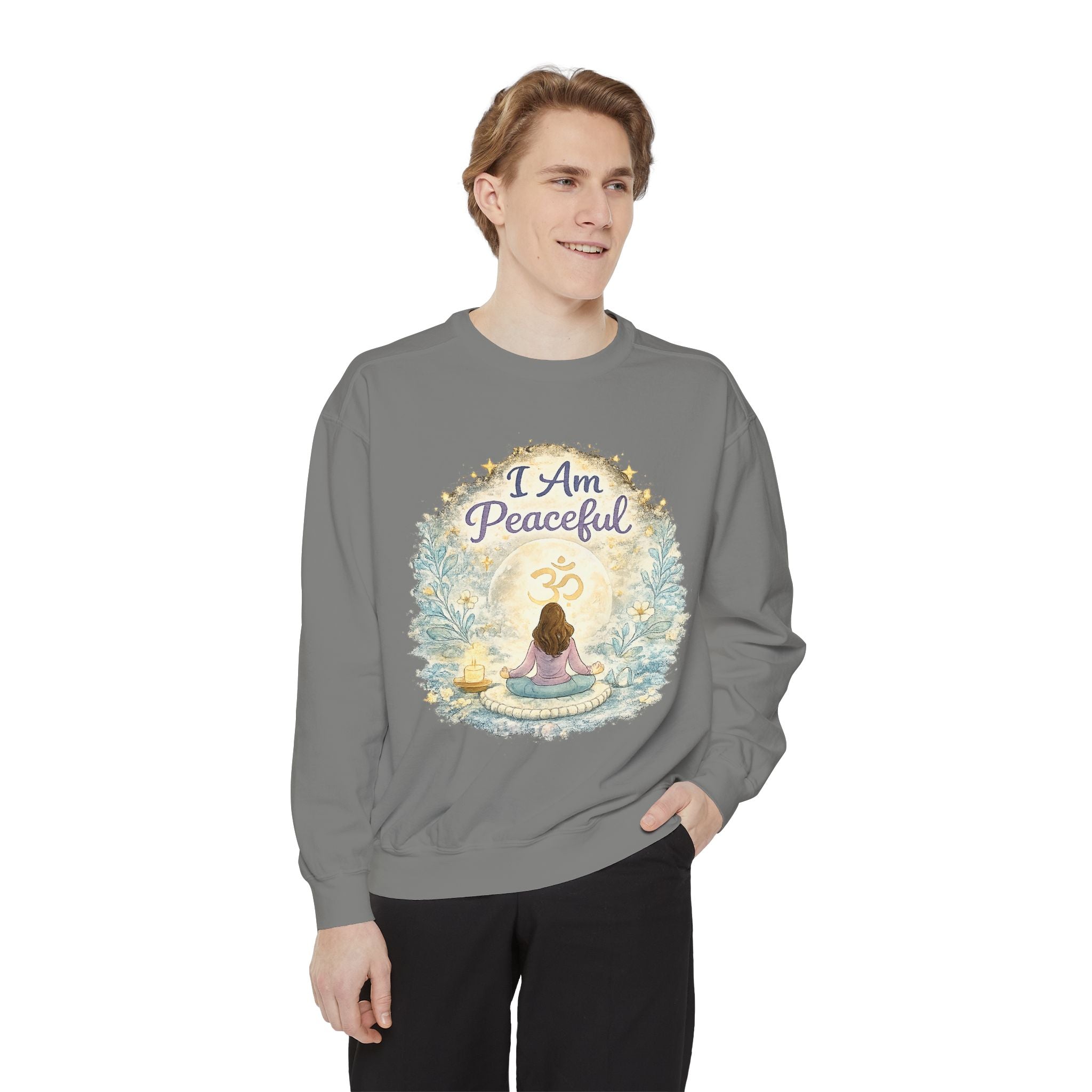 I Am Peaceful Meditation Sweatshirt — Yoga, Mindfulness & Spiritual Comfort