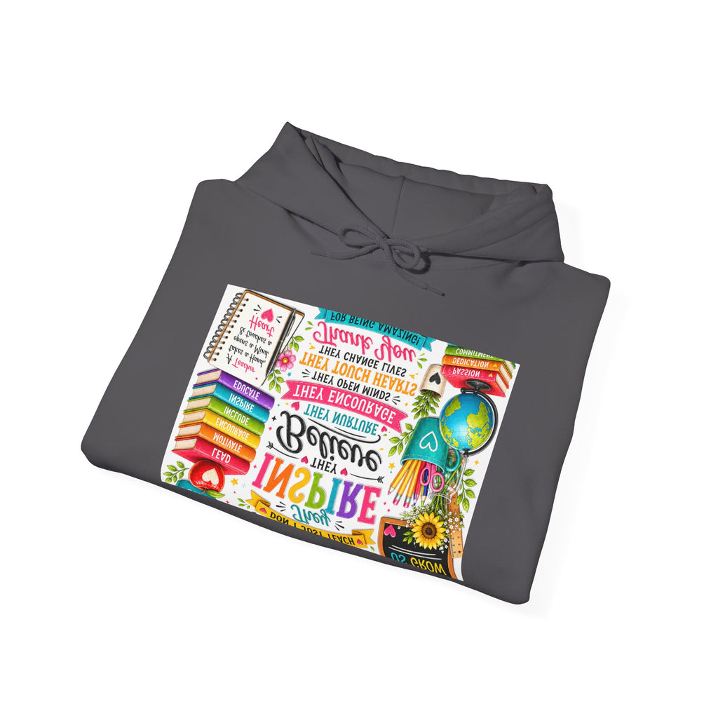Motivational Book Lover Hoodie — "Be Brave, Be Kind, Be You" Colorful Inspirational Design