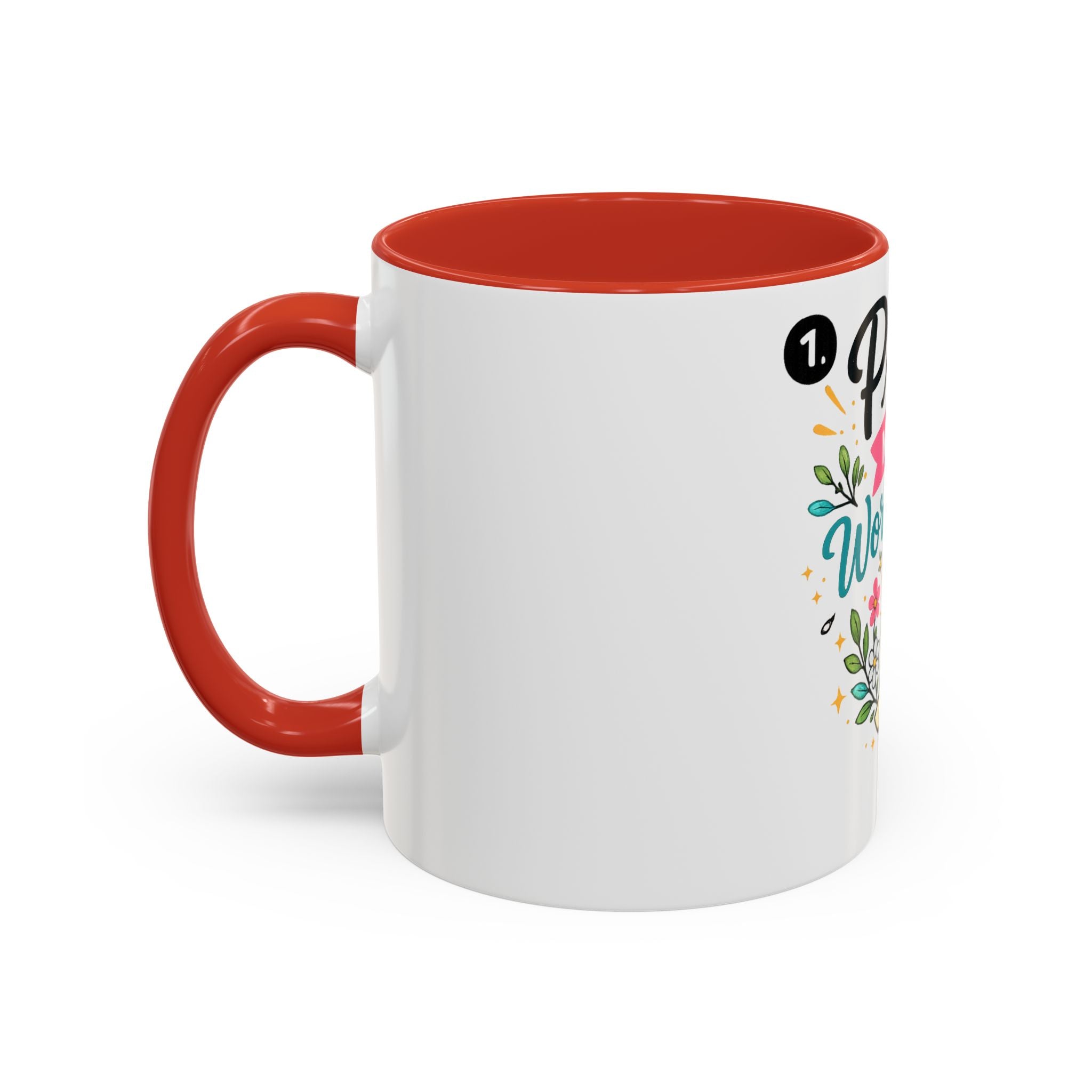 Pray More Worry Less Accent Coffee Mug — Inspirational Floral Prayer Gift (11/15oz)