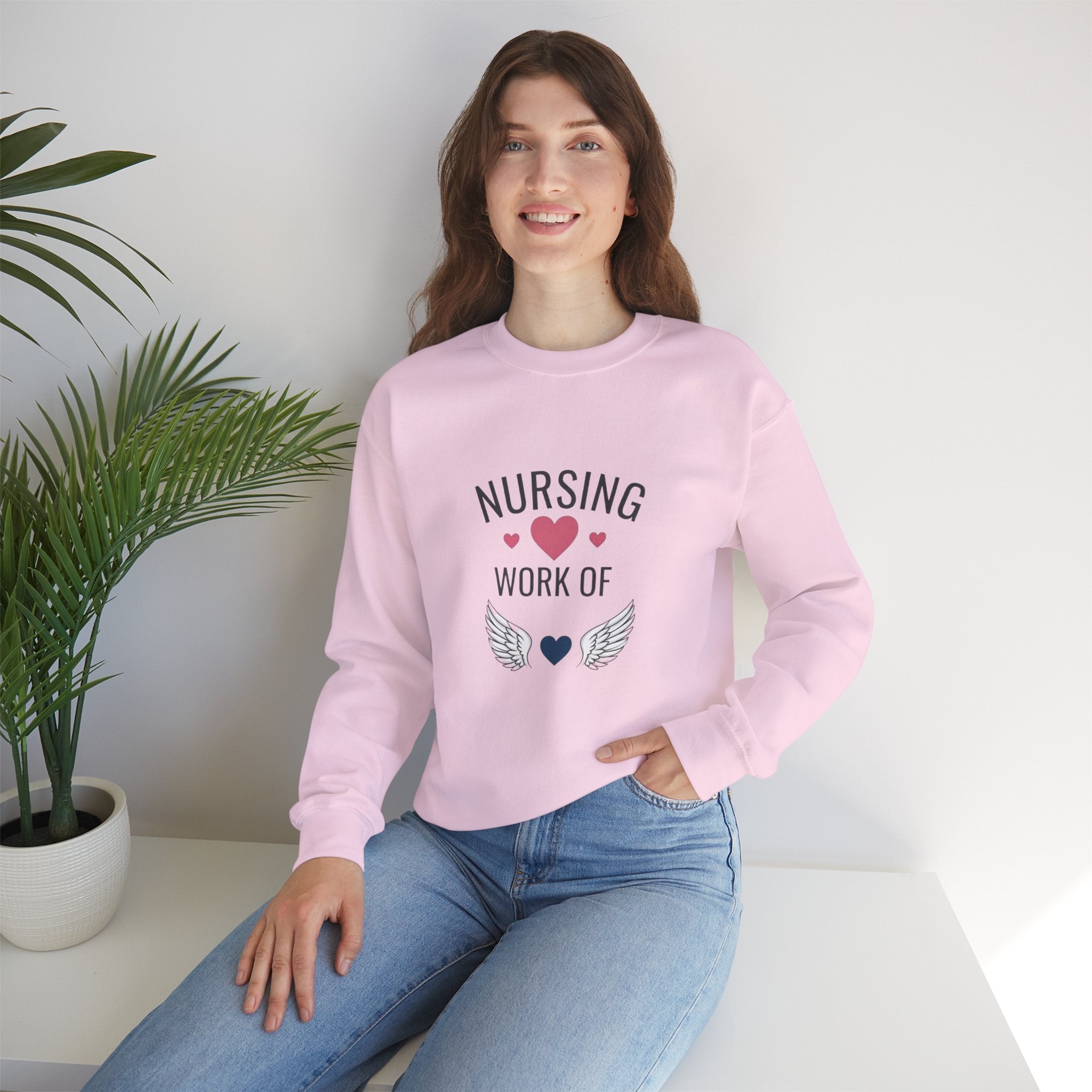 Nursing Work of Heart Crewneck Sweatshirt — Nurse Appreciation Pullover