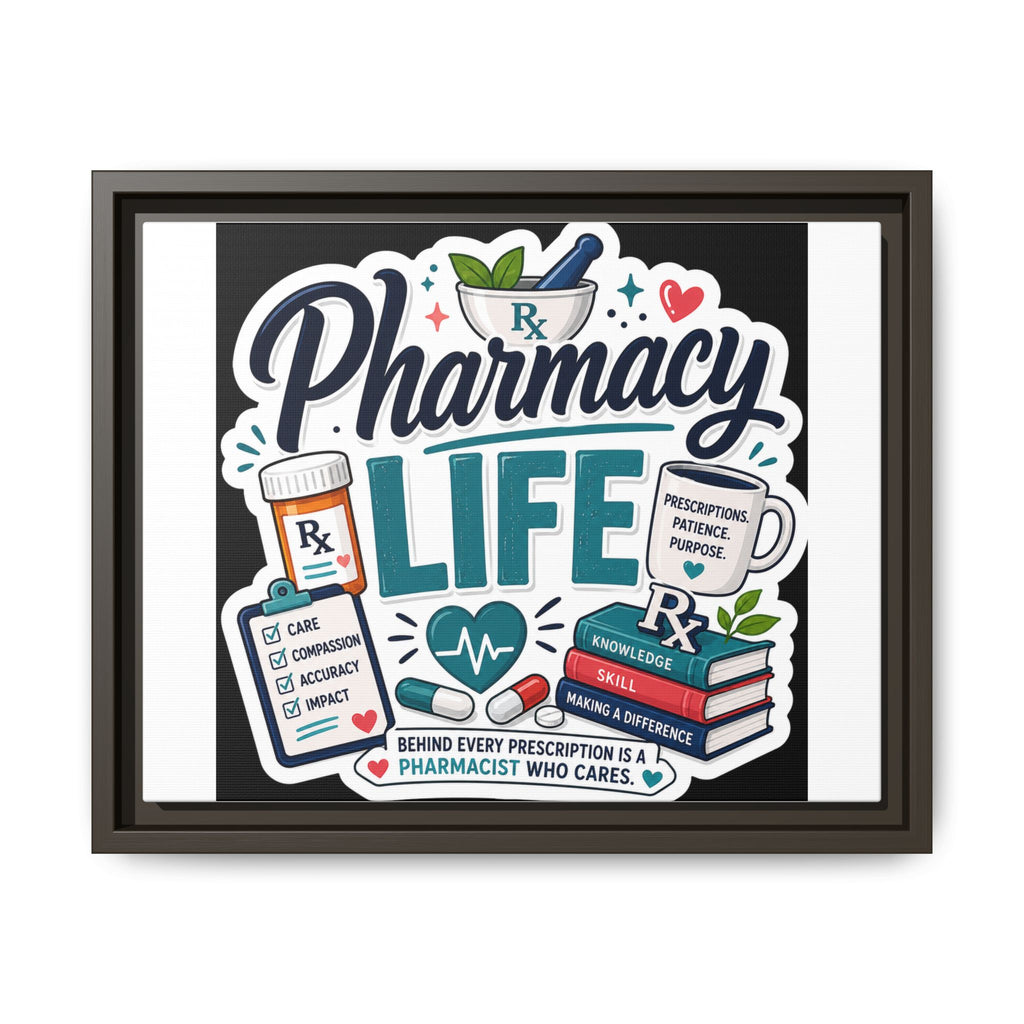 Pharmacy Life Framed Canvas Art — Colorful Pharmacist Wall Decor