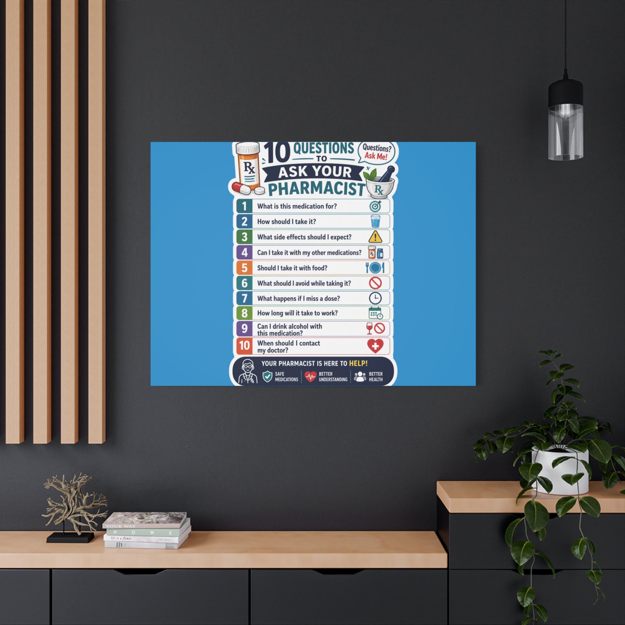 Pharmacist Questions Canvas Print — "10 Questions to Ask Your Pharmacist"