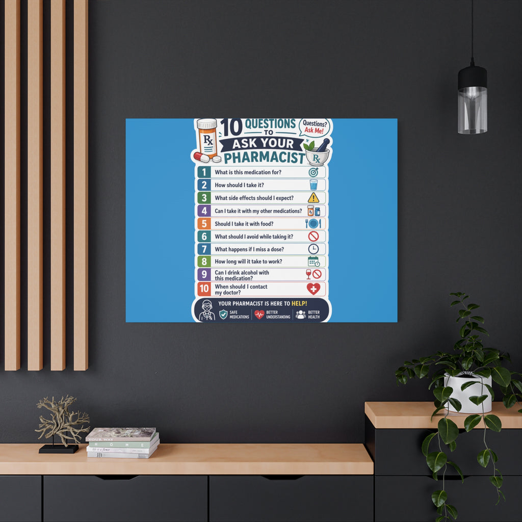 Pharmacist Questions Canvas Print — "10 Questions to Ask Your Pharmacist"