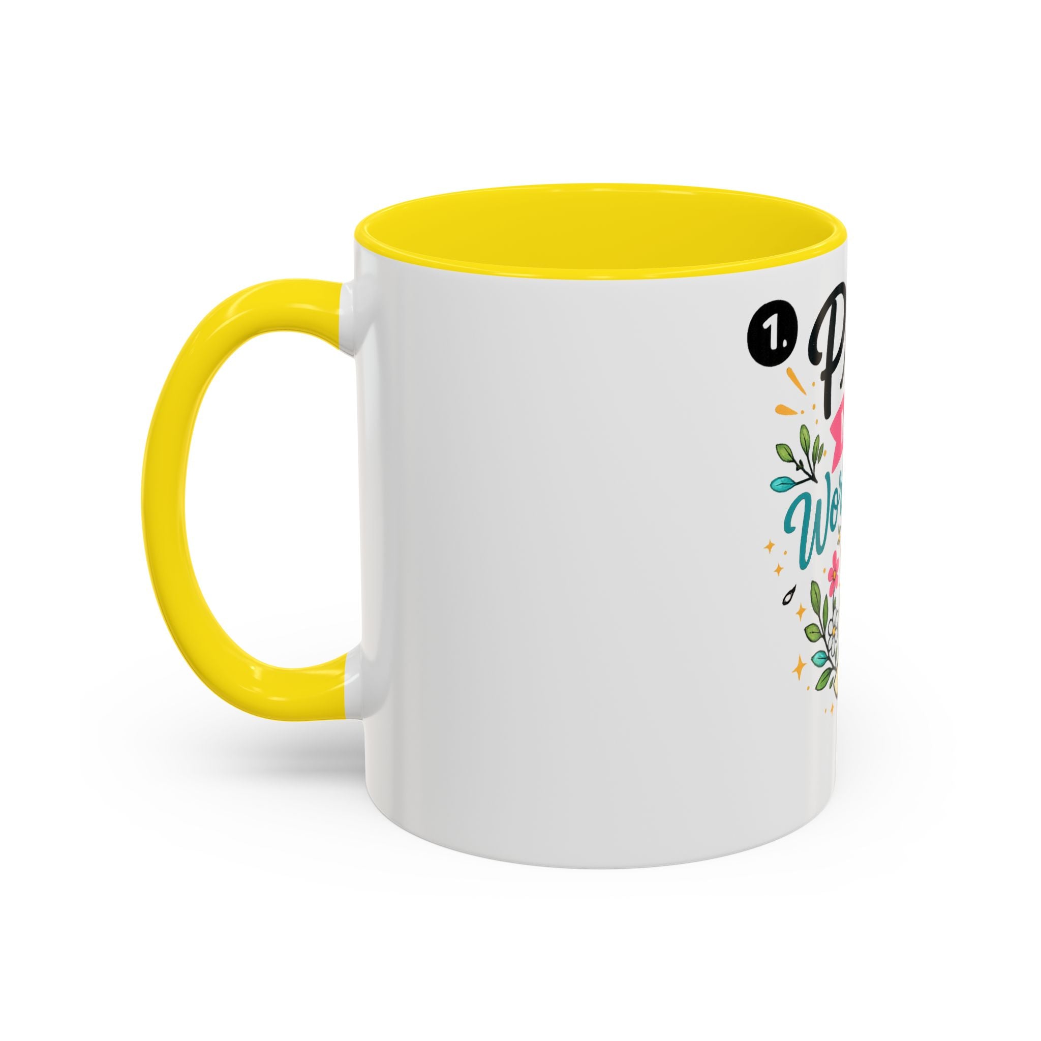 Pray More Worry Less Accent Coffee Mug — Inspirational Floral Prayer Gift (11/15oz)