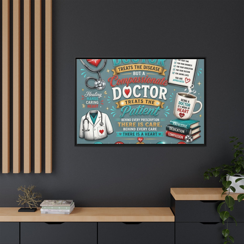 Framed Canvas Print — 'A Great Doctor Treats the Patient' Medical Tribute Wall Art