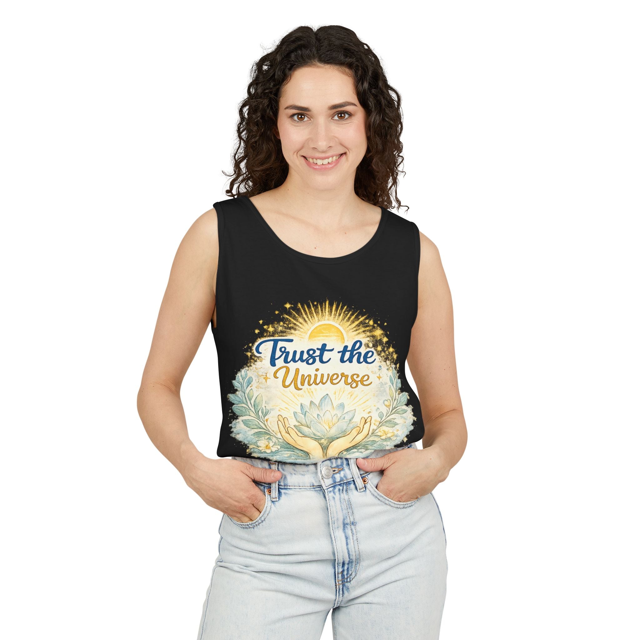 Trust the Universe Tank Top — Spiritual Lotus Graphic Vest