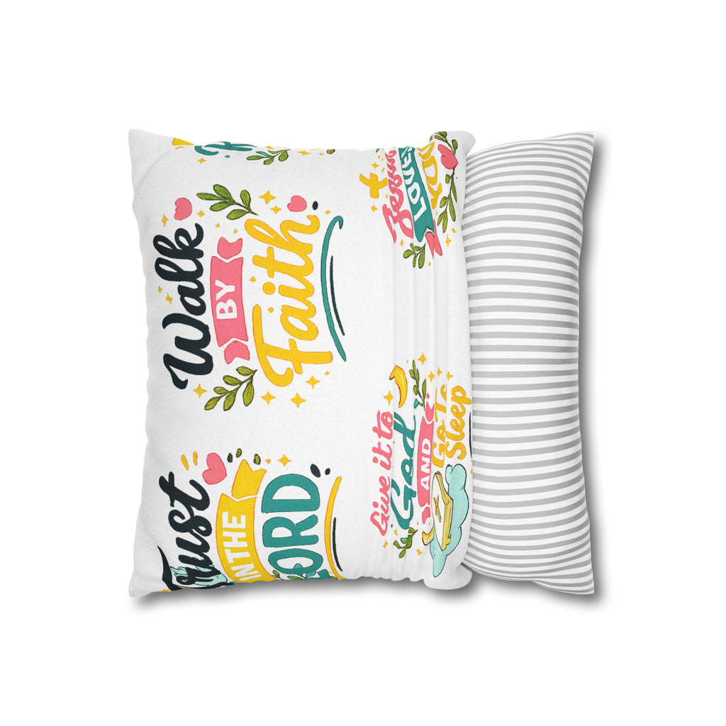 Faith Quote Decorative Pillowcase — "Walk by Faith" Inspirational Throw Pillow Cover