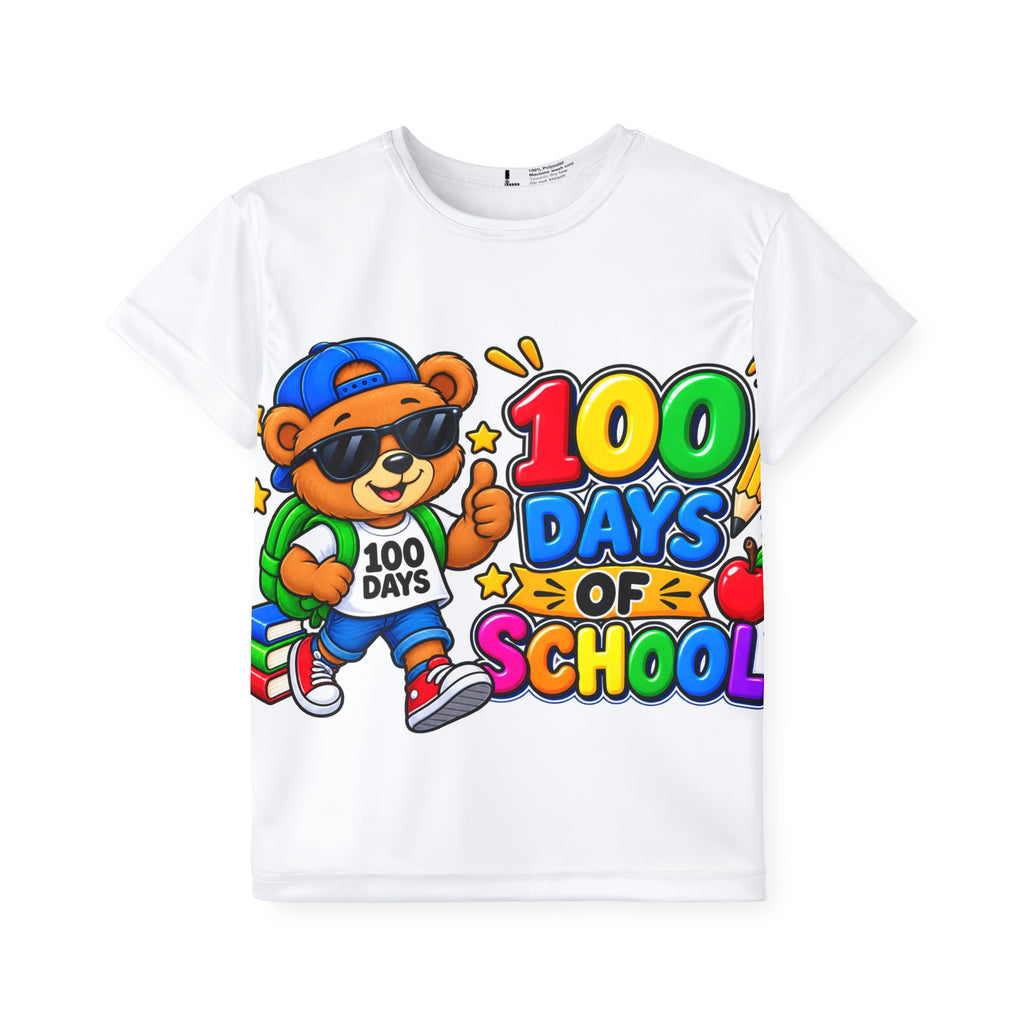 Kids 100 Days of School Tee — Cute Bear Sports Jersey for Elementary Celebrations