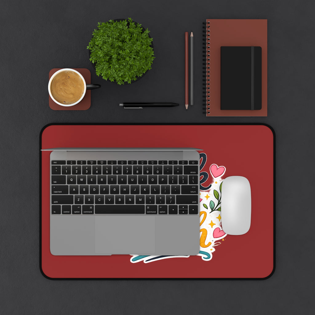 Walk By Faith Desk Mat — Inspirational Christian Desk Mat with Floral Typography
