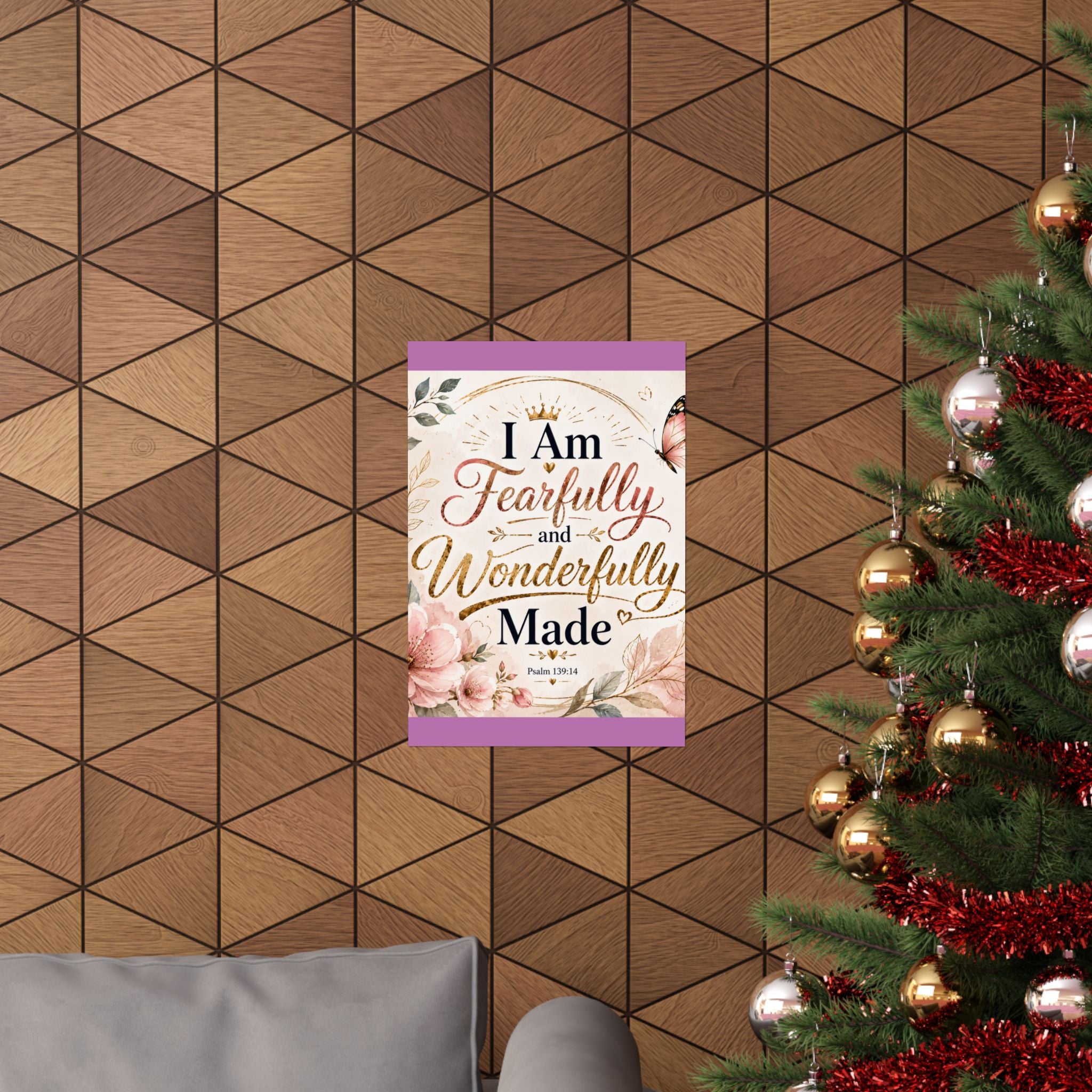 Fearfully & Wonderfully Made Vertical Poster — Inspirational Christian Wall Art (Psalm 139:14)