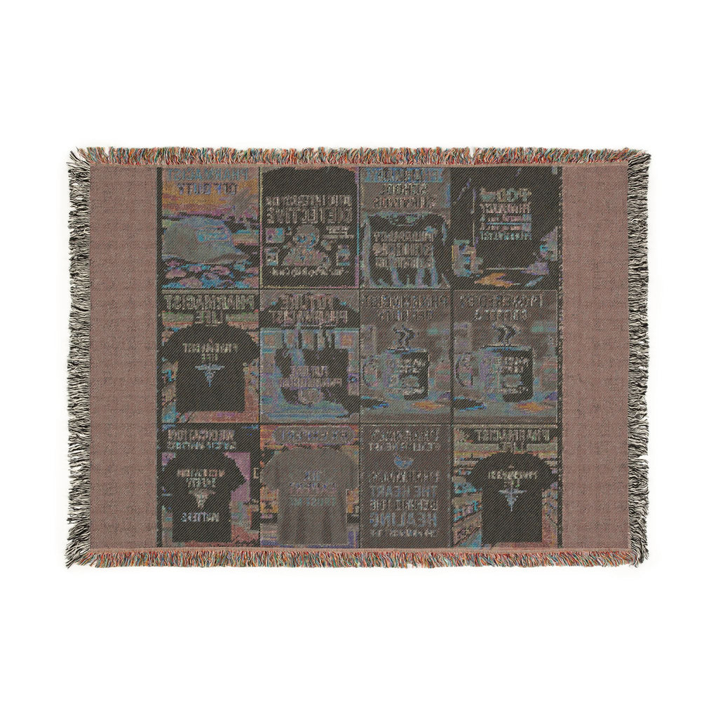 Vintage Travel Poster Woven Blanket — Retro Beach & City Collage Throw — A Great Gift for Pharmacists