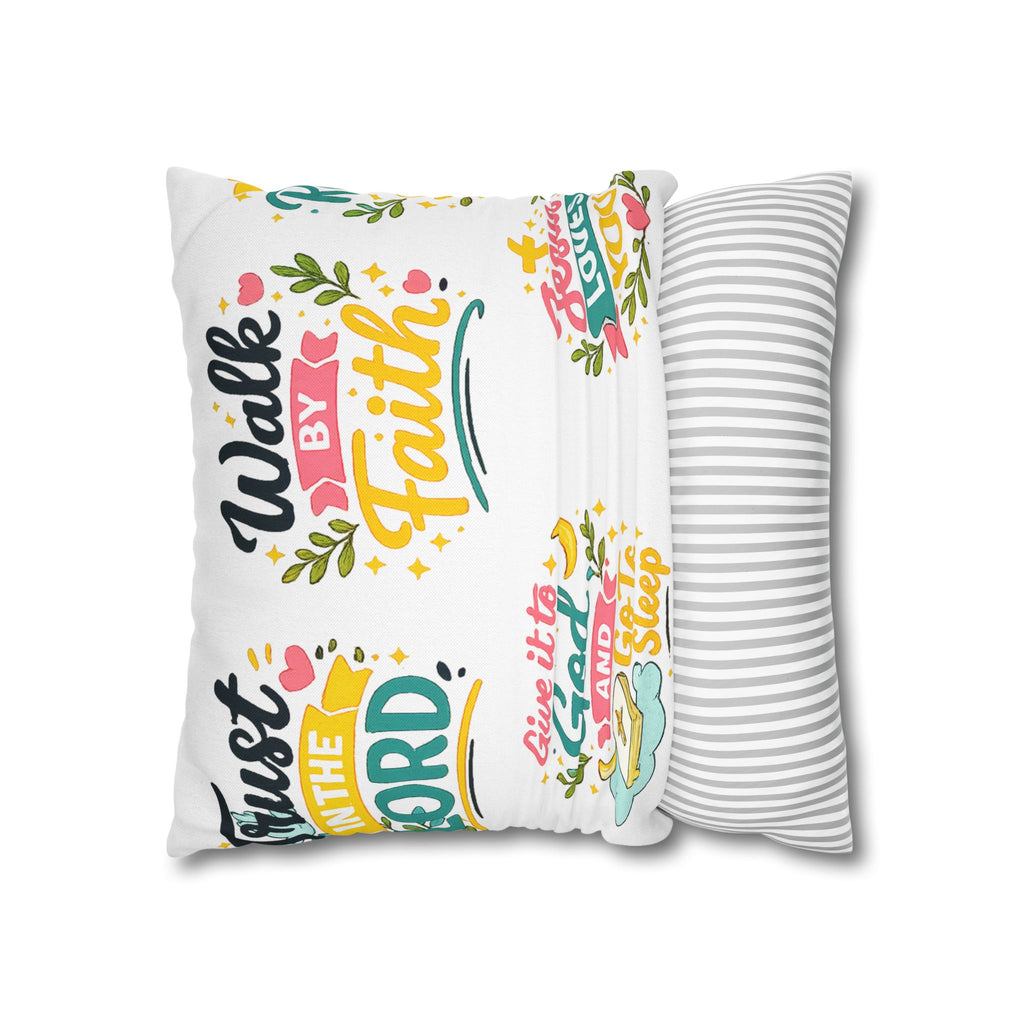 Faith Quote Decorative Pillowcase — "Walk by Faith" Inspirational Throw Pillow Cover