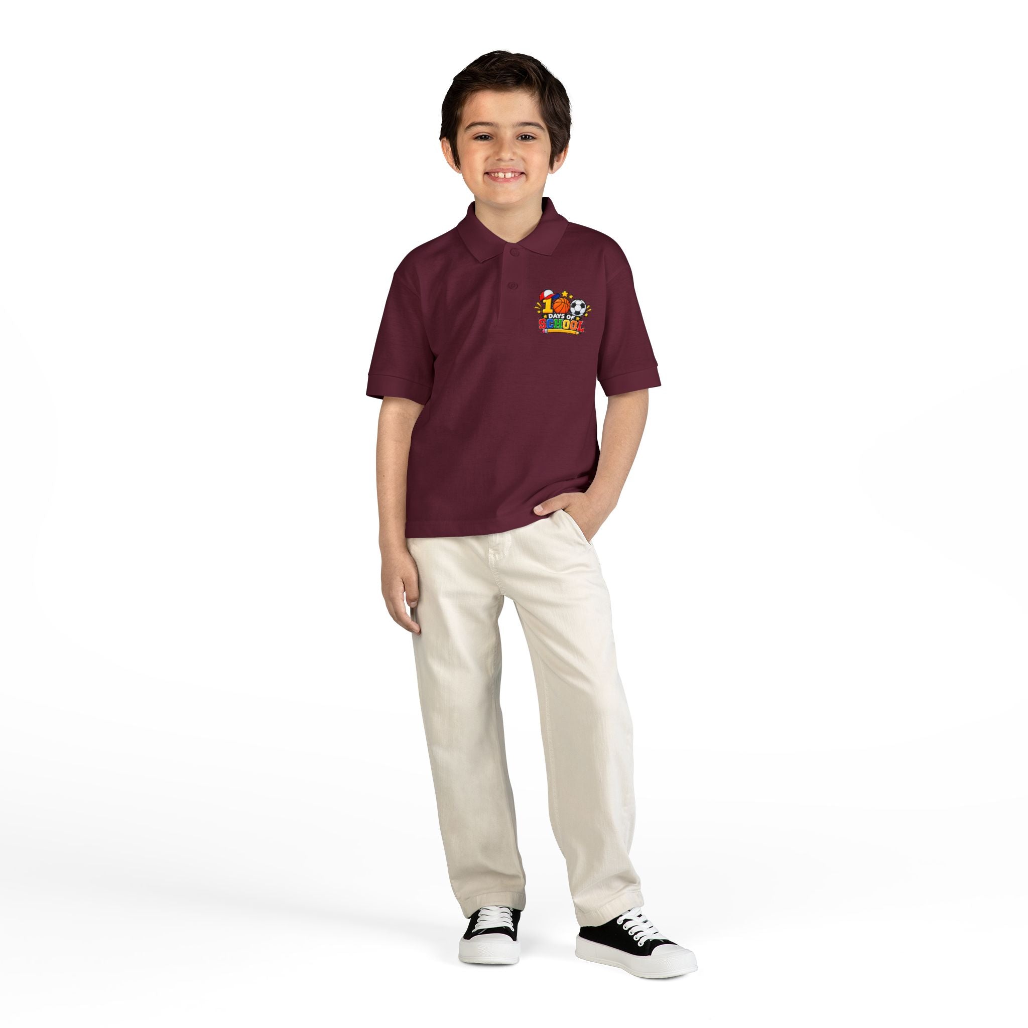 Youth Polo — "100 Days of School" Sport-Themed Kids Polo