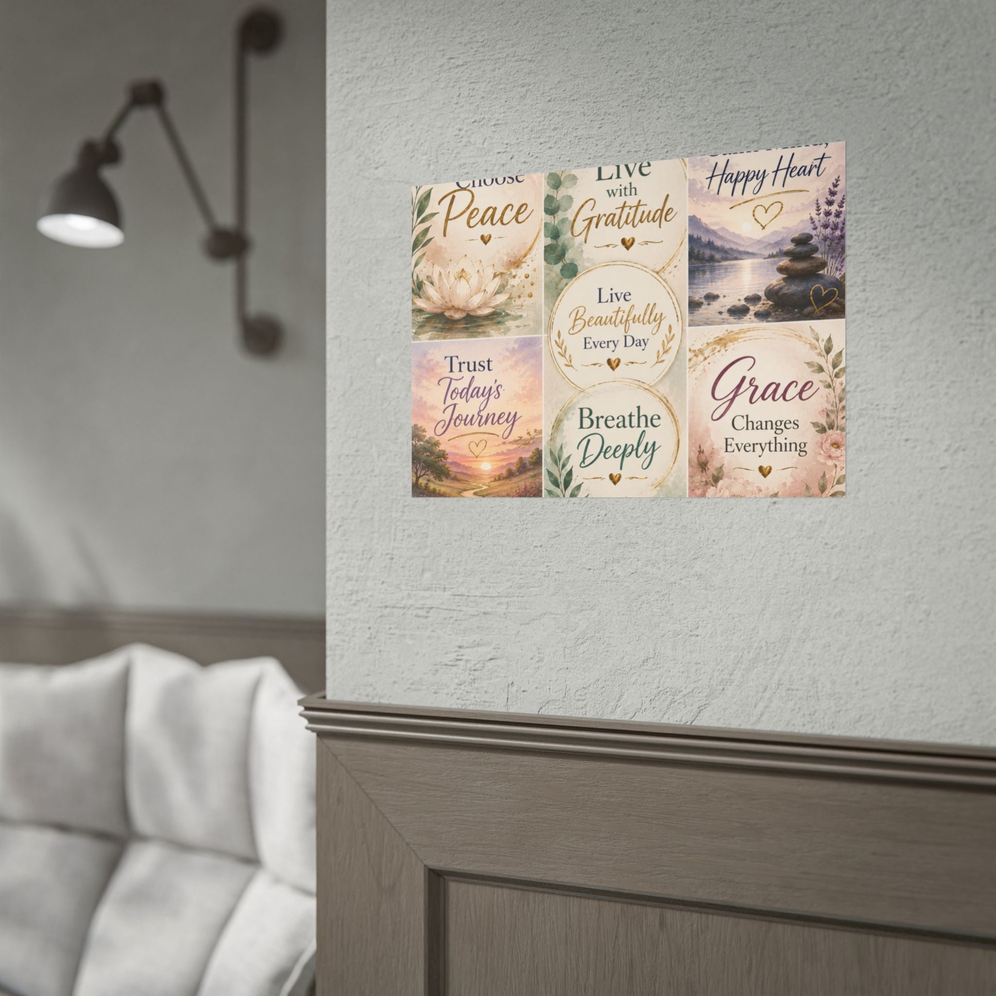 Rolled Poster - Inspirational Wall Art Set: "Choose Peace / Live with Gratitude / Calm Mind, Happy Heart / Trust Today's Journey / [...]