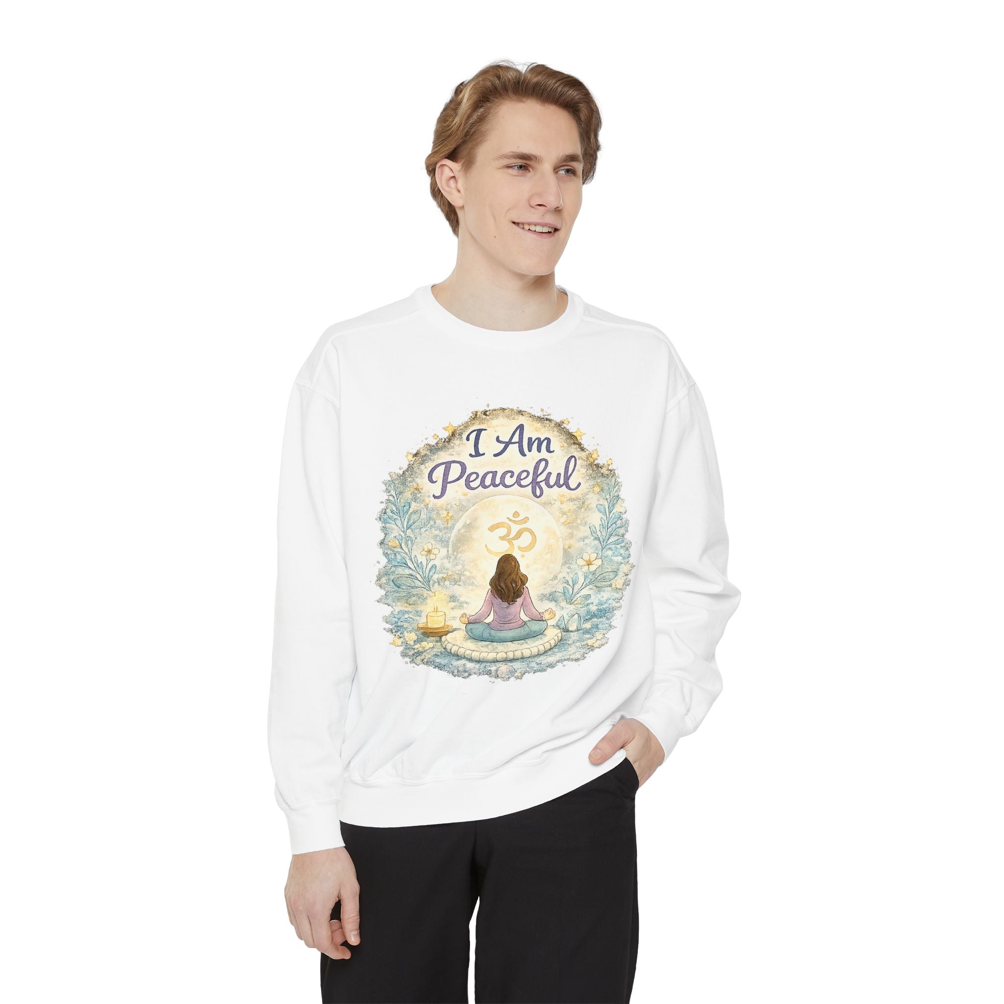 I Am Peaceful Meditation Sweatshirt — Yoga, Mindfulness & Spiritual Comfort