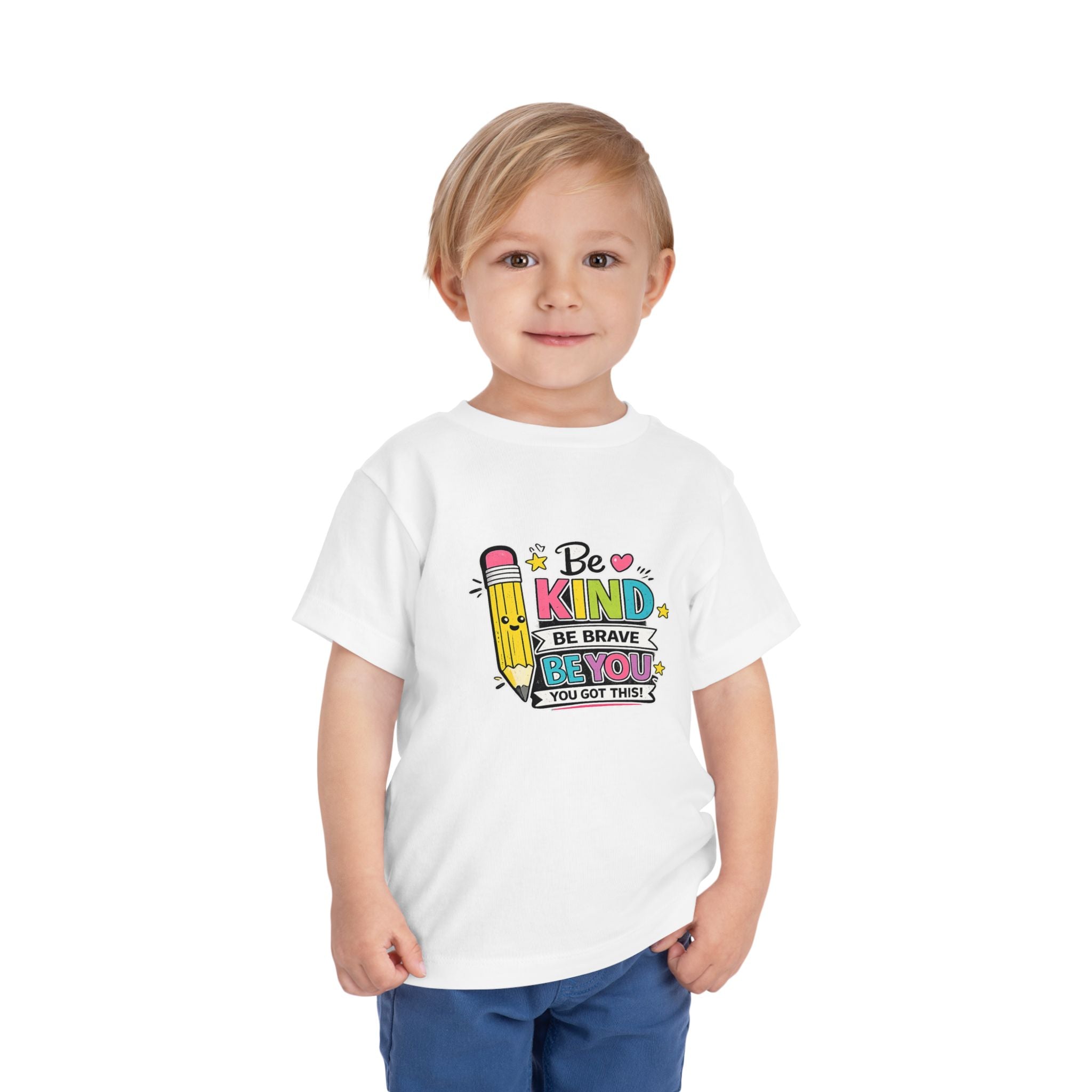 Be Kind Pencil Toddler Tee — "Be Kind, Be Brave, Be You" Inspirational Kids Shirt