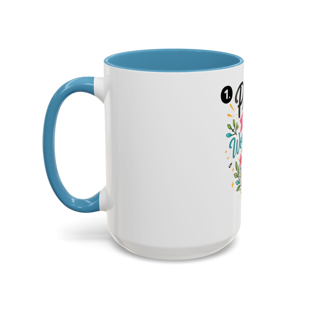 Pray More Worry Less Accent Coffee Mug — Inspirational Floral Prayer Gift (11/15oz)
