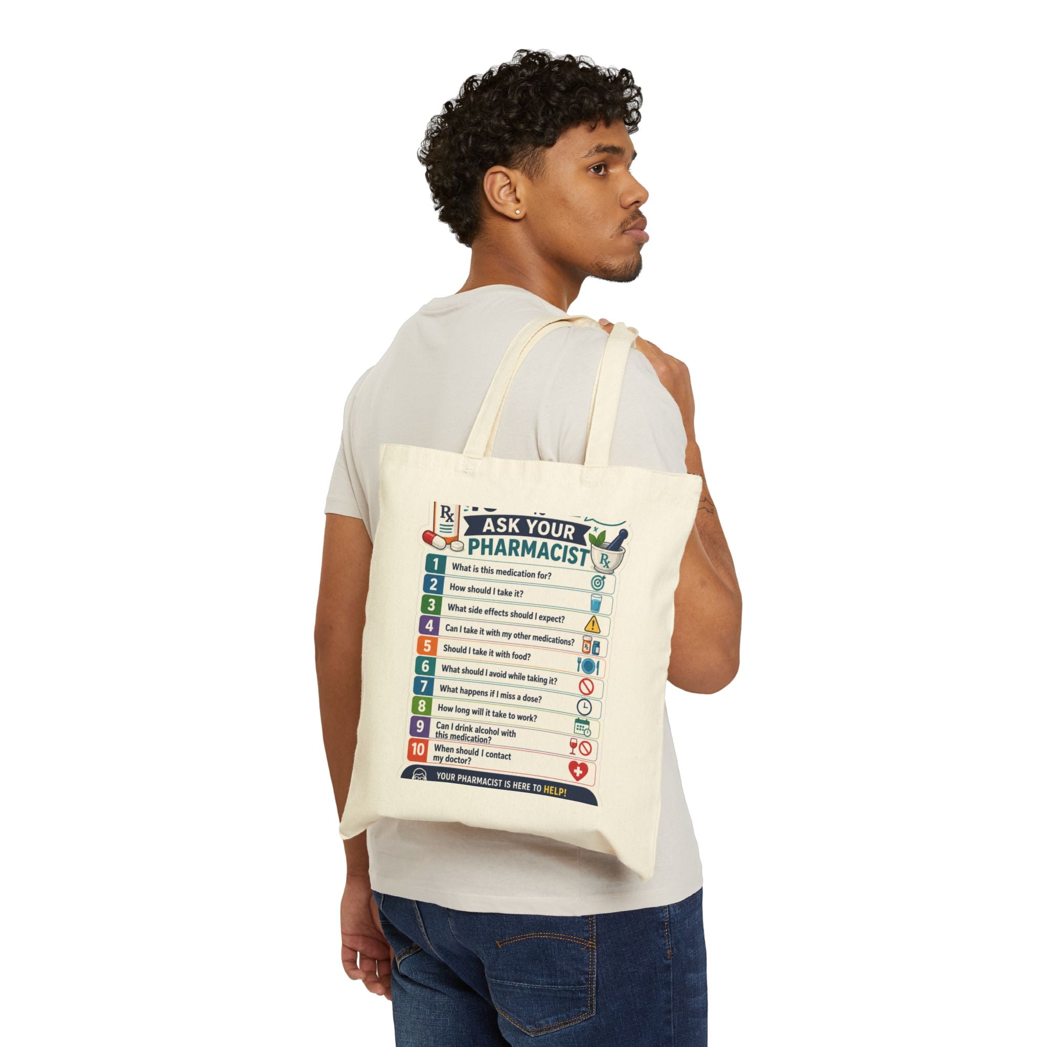 Tote Bag — "Ask Your Pharmacist" Medication Questions Guide Canvas Tote