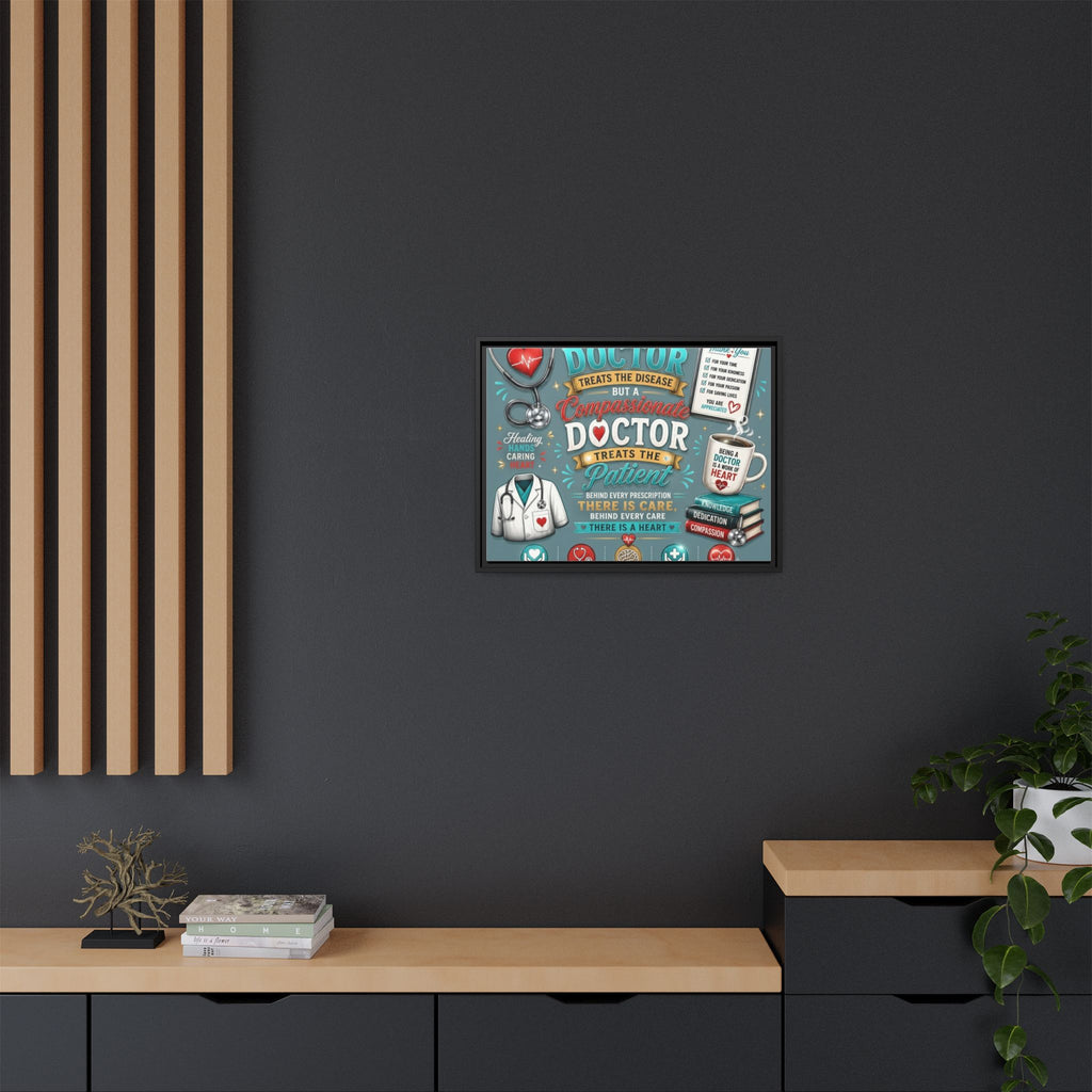Framed Canvas Print — 'A Great Doctor Treats the Patient' Medical Tribute Wall Art