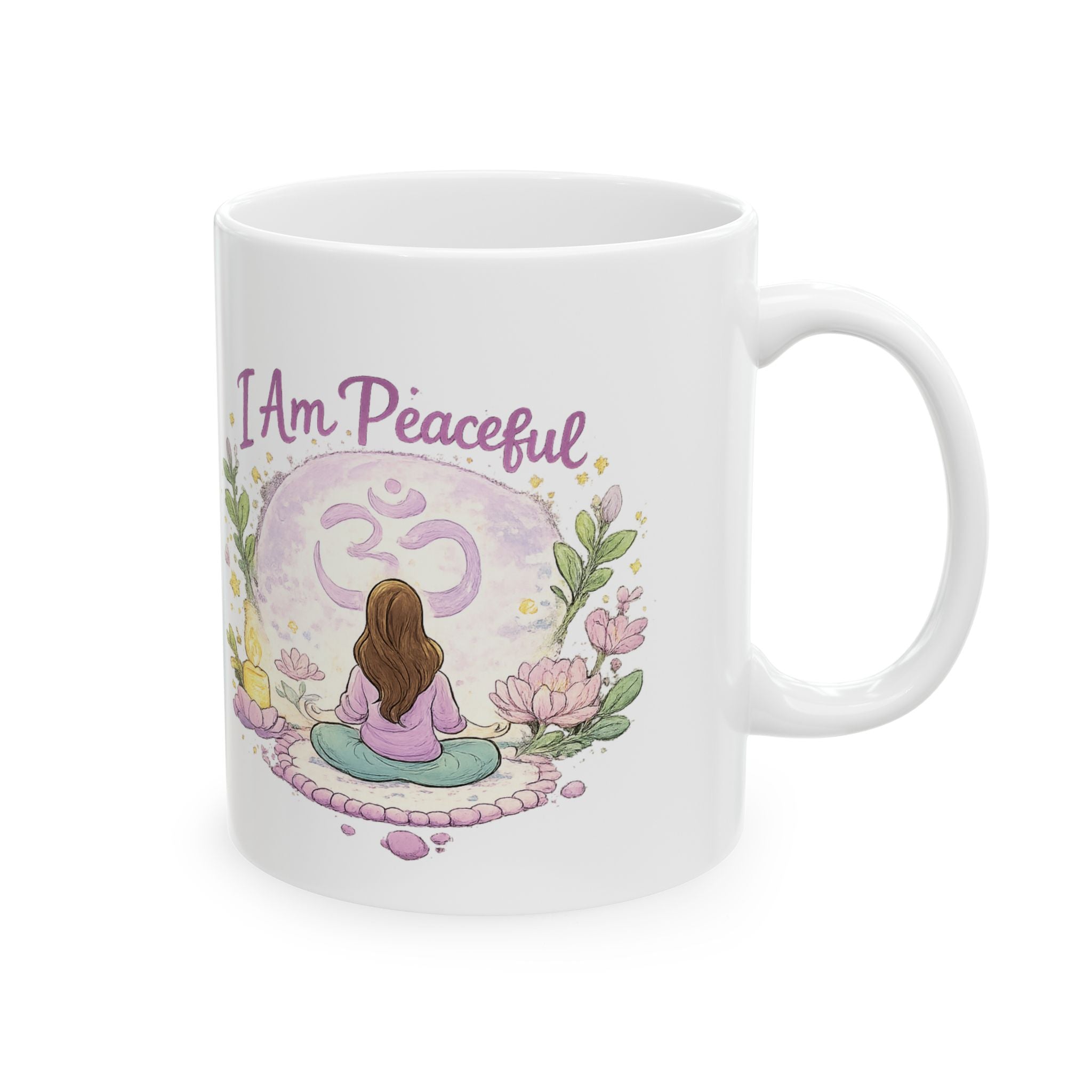 Mindful Witch Ceramic Mug — "I Am Peaceful" Mystical Meditation Coffee Cup (11oz & 15oz)